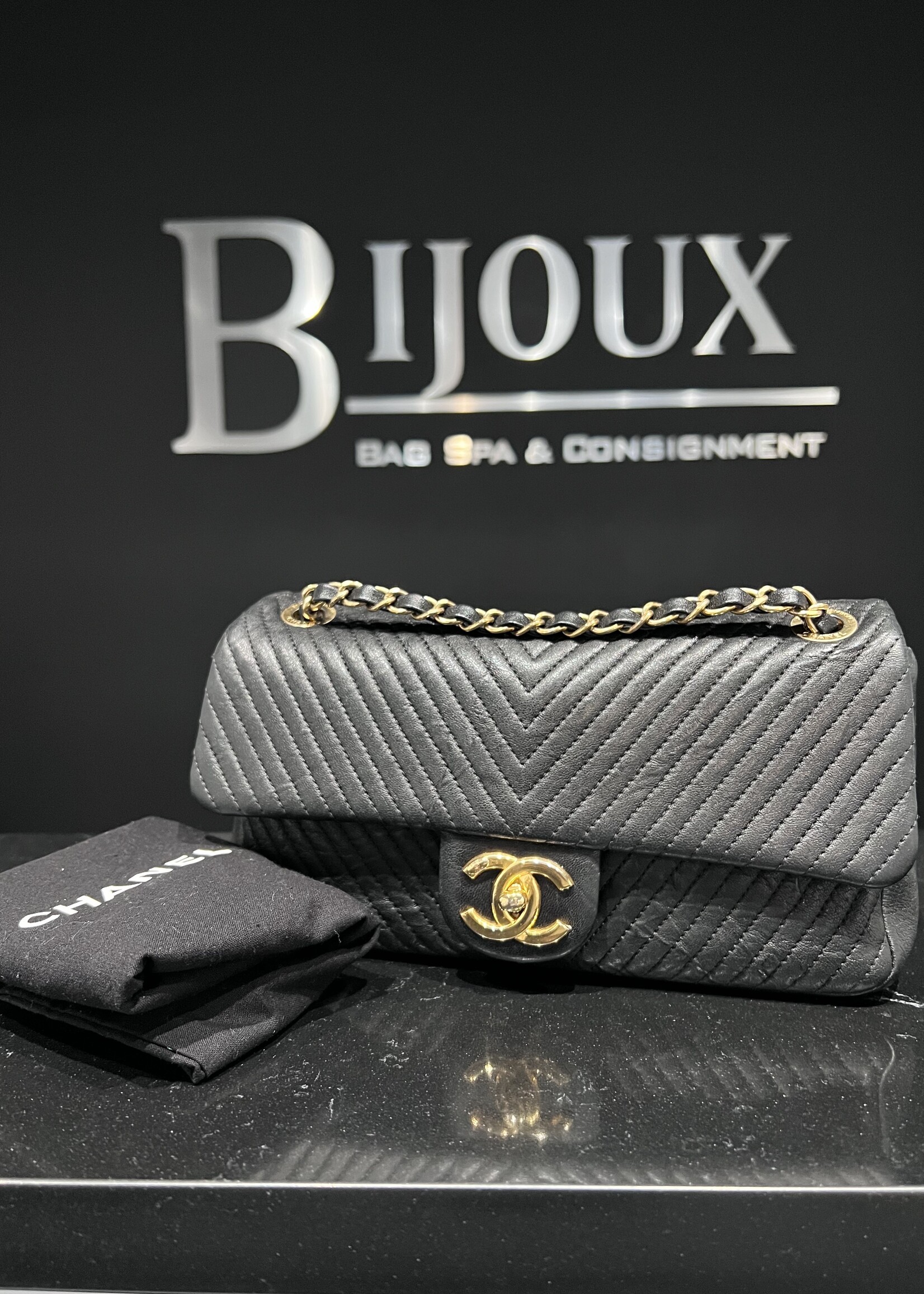 Chanel SOLD - Chanel Chevron Goatskin M/L Flap