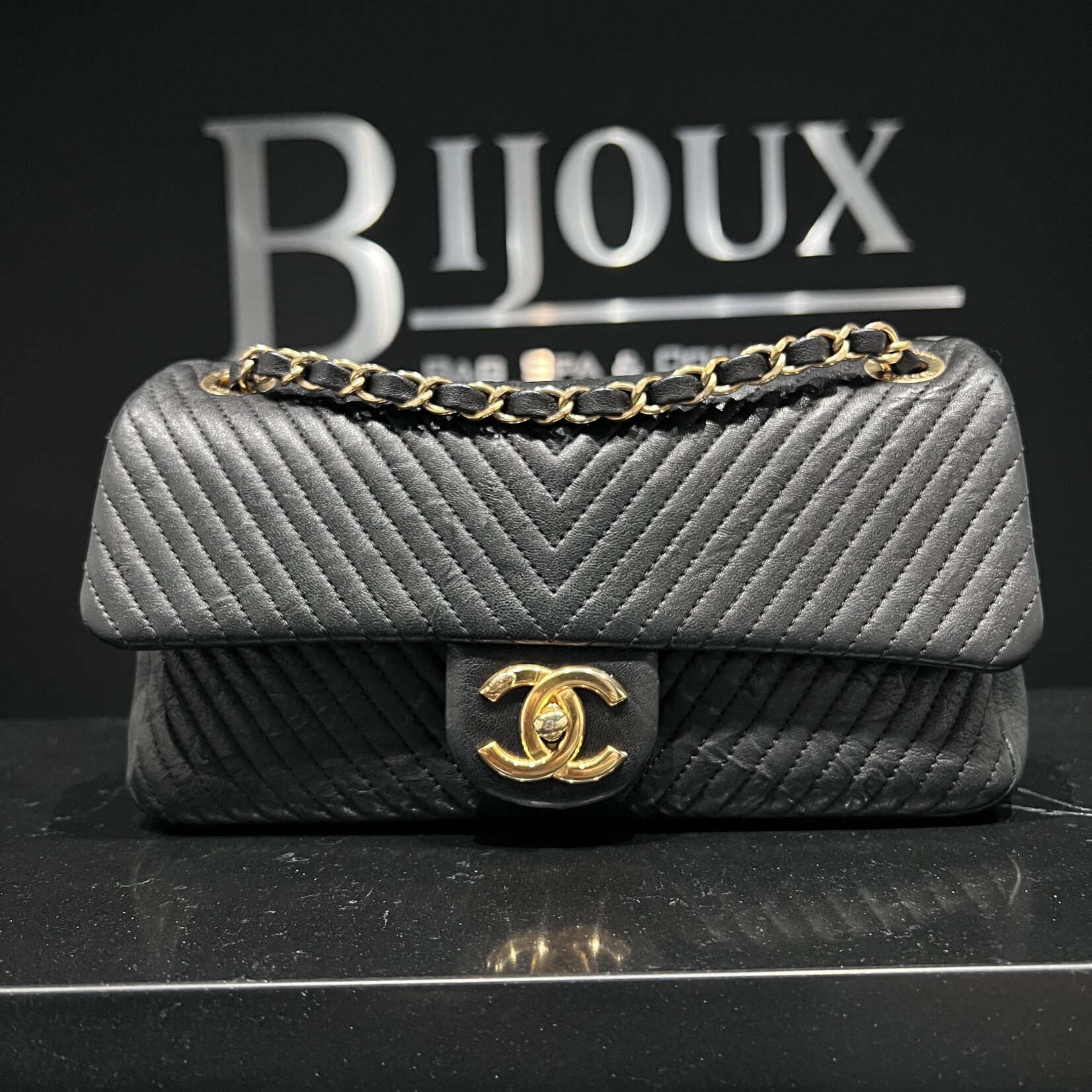 Chanel SOLD - Chanel Chevron Goatskin M/L Flap