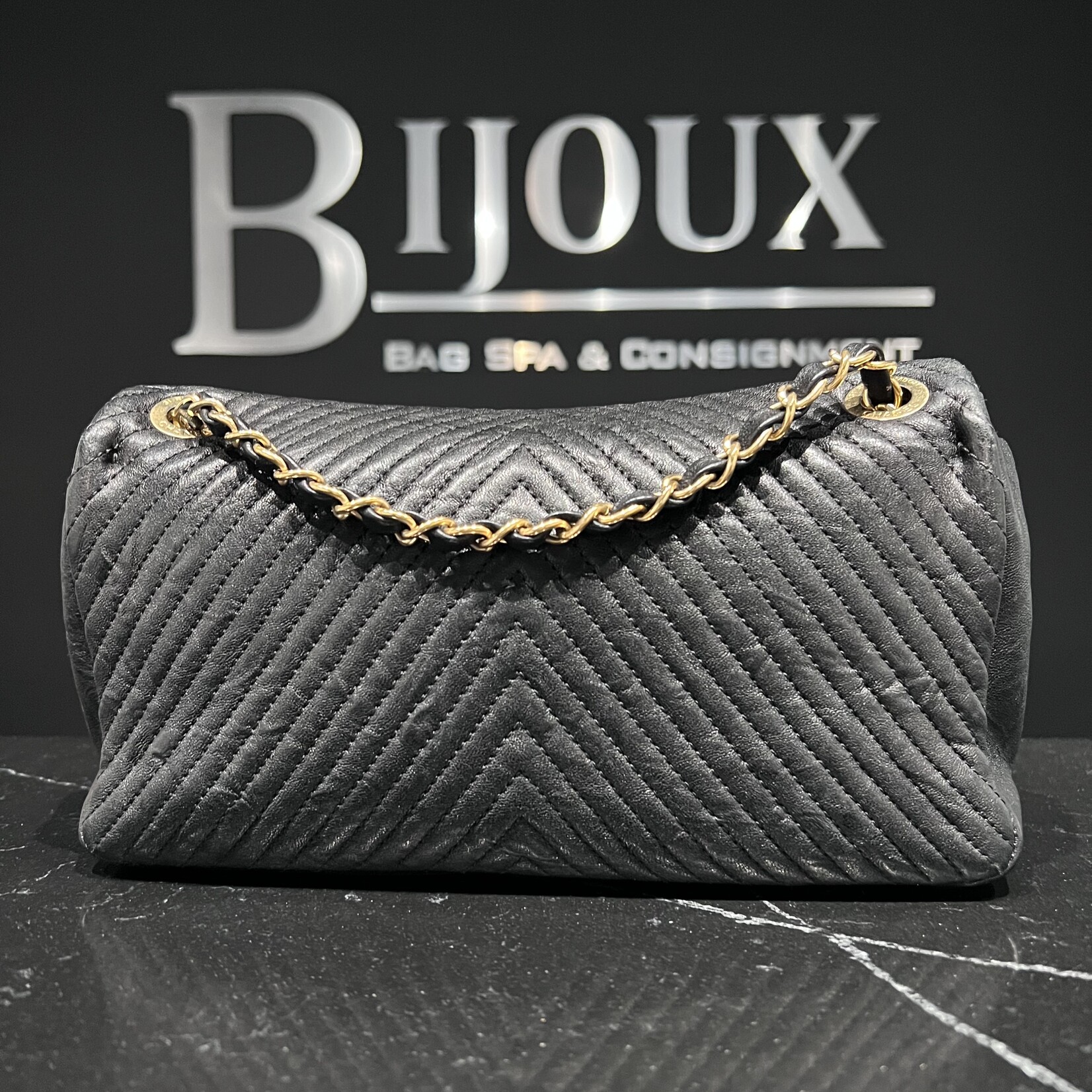 Chanel SOLD - Chanel Chevron Goatskin M/L Flap