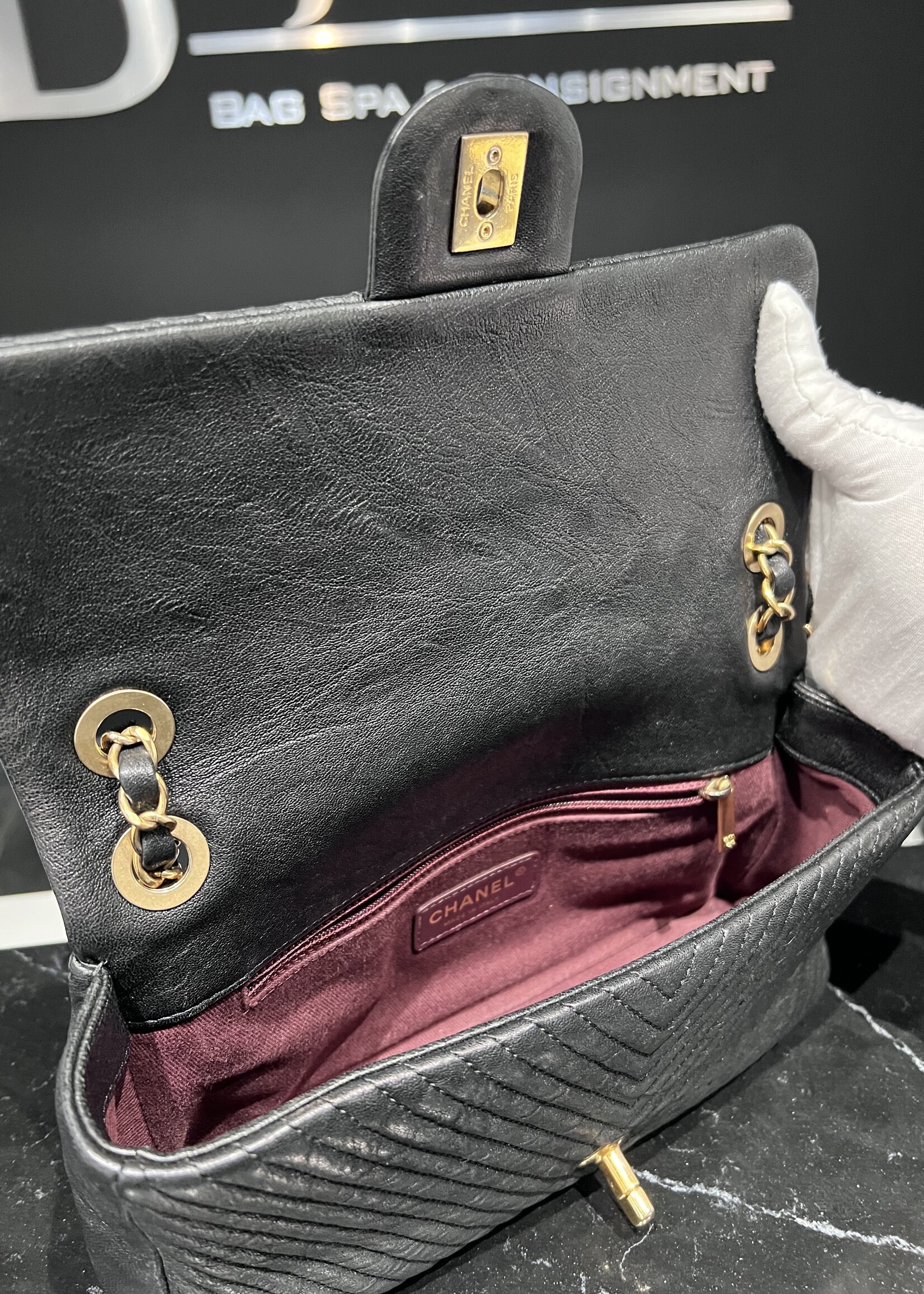 Chanel SOLD - Chanel Chevron Goatskin M/L Flap