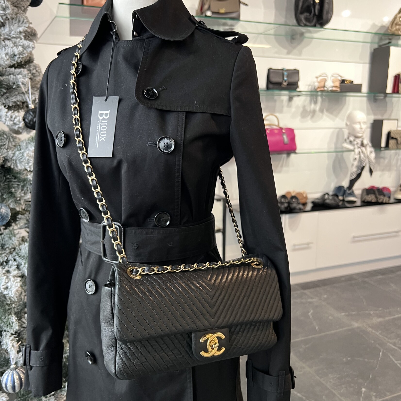 Chanel SOLD - Chanel Chevron Goatskin M/L Flap
