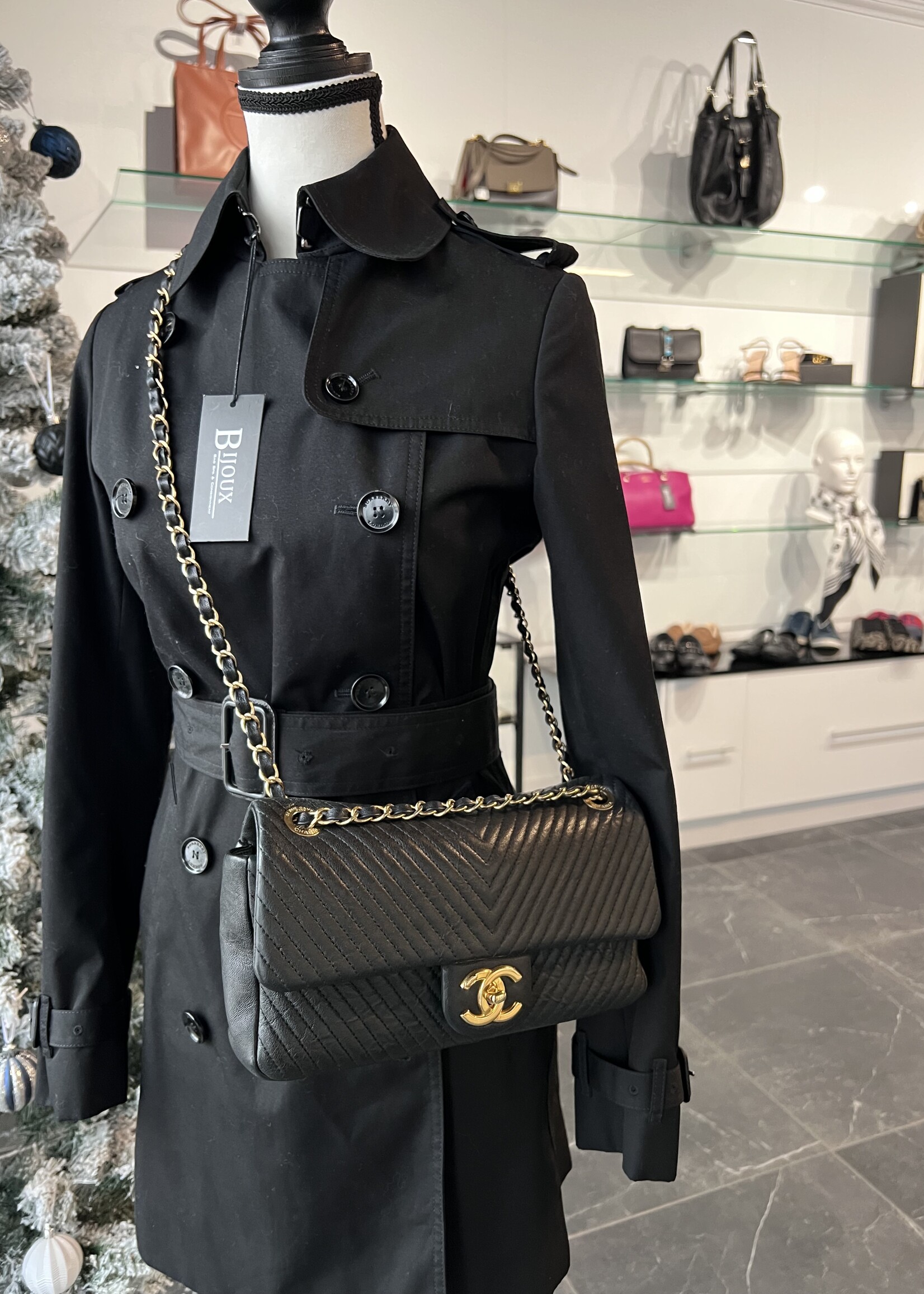 Chanel SOLD - Chanel Chevron Goatskin M/L Flap