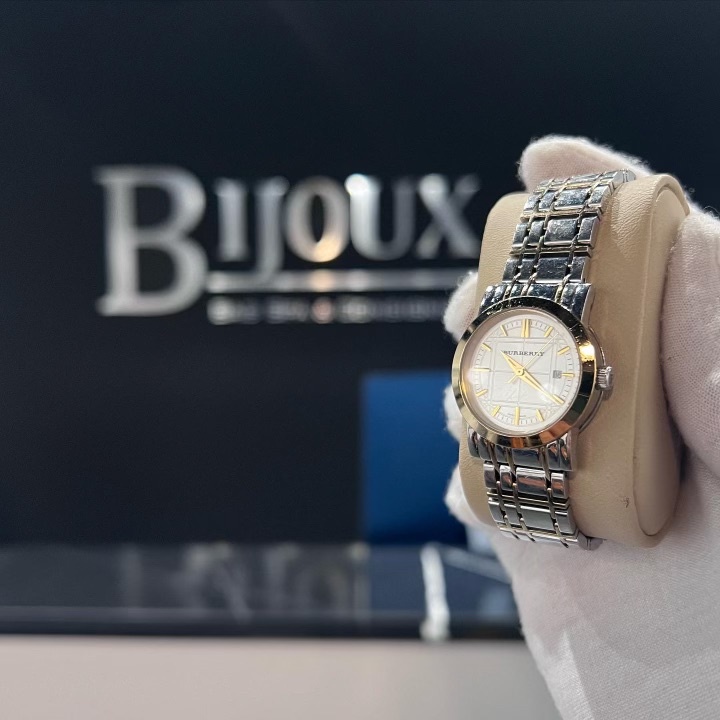 極美品 稼働 Burberry バーバリー BU1359 ゴールドベゼル 白文字