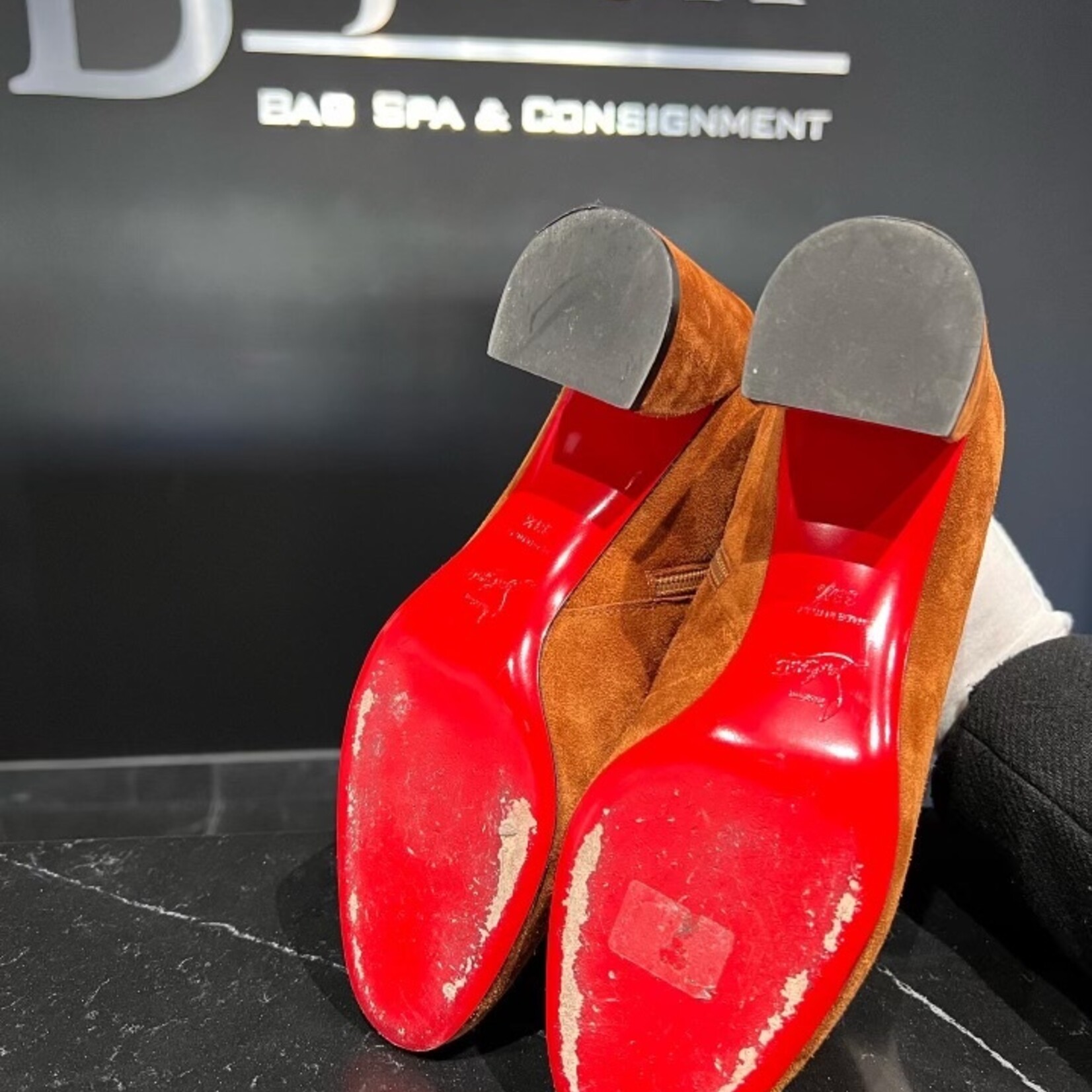 Christian Louboutin SOLD - Christian Louboutin Turela 55 Velour Brown38.5