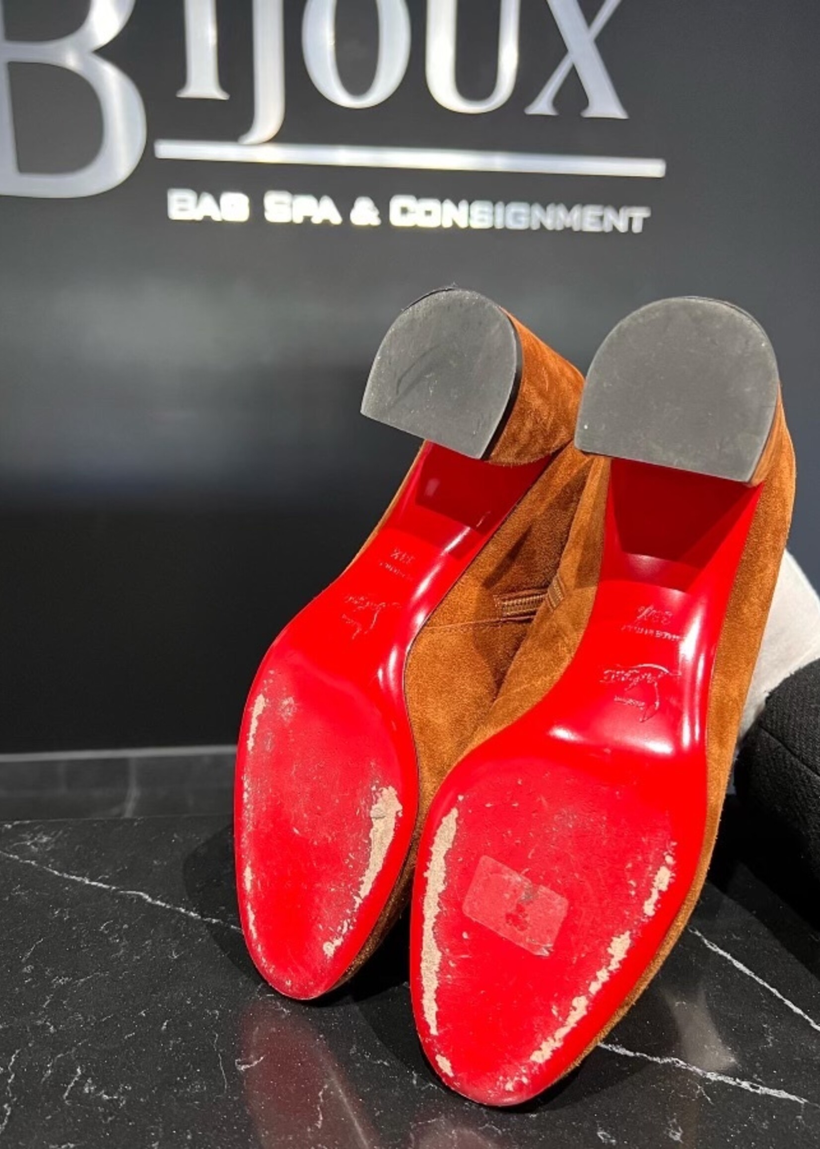 Christian Louboutin SOLD - Christian Louboutin Turela 55 Velour Brown38.5