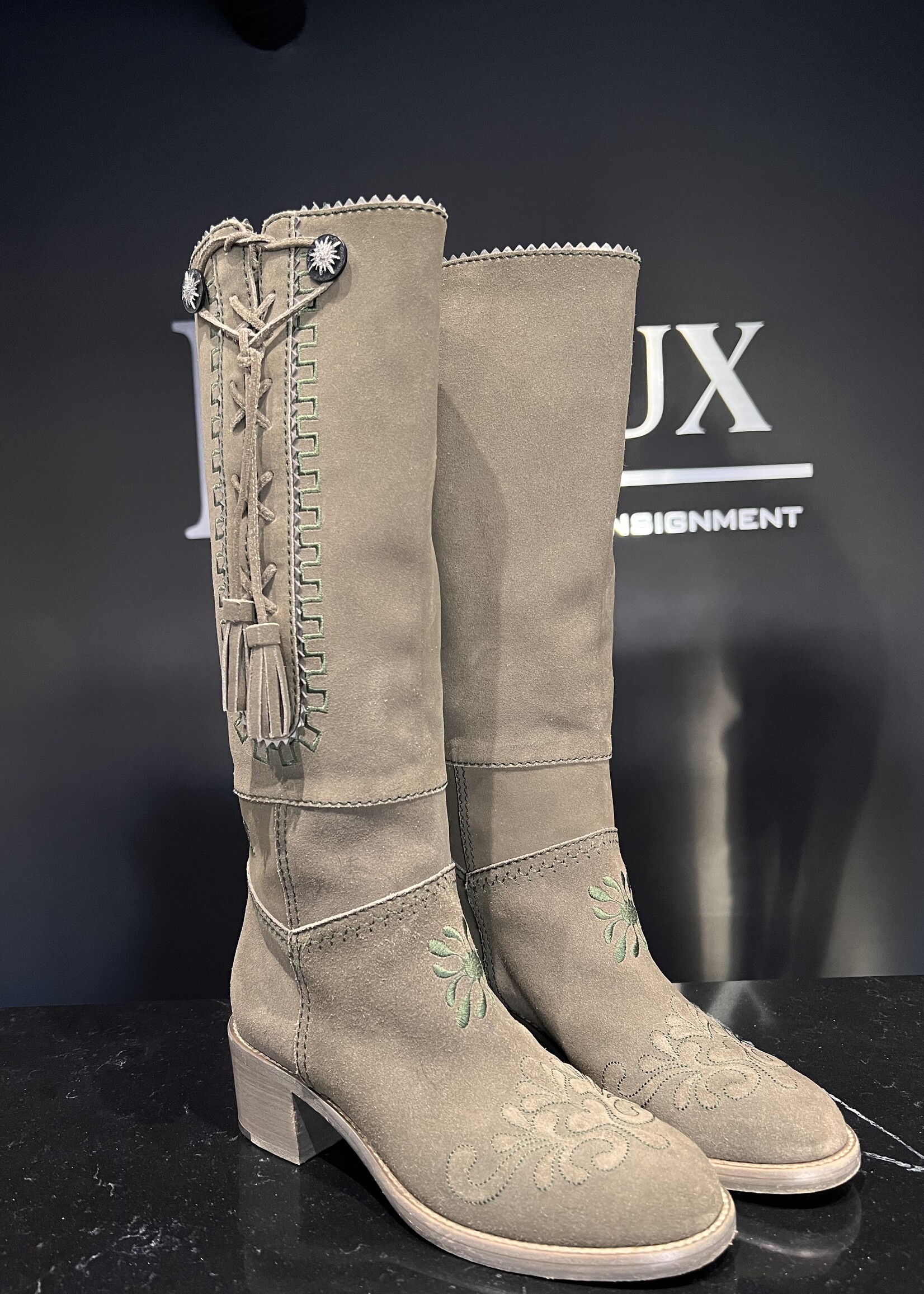 Chanel Chanel Salzburg Khaki Boots 39