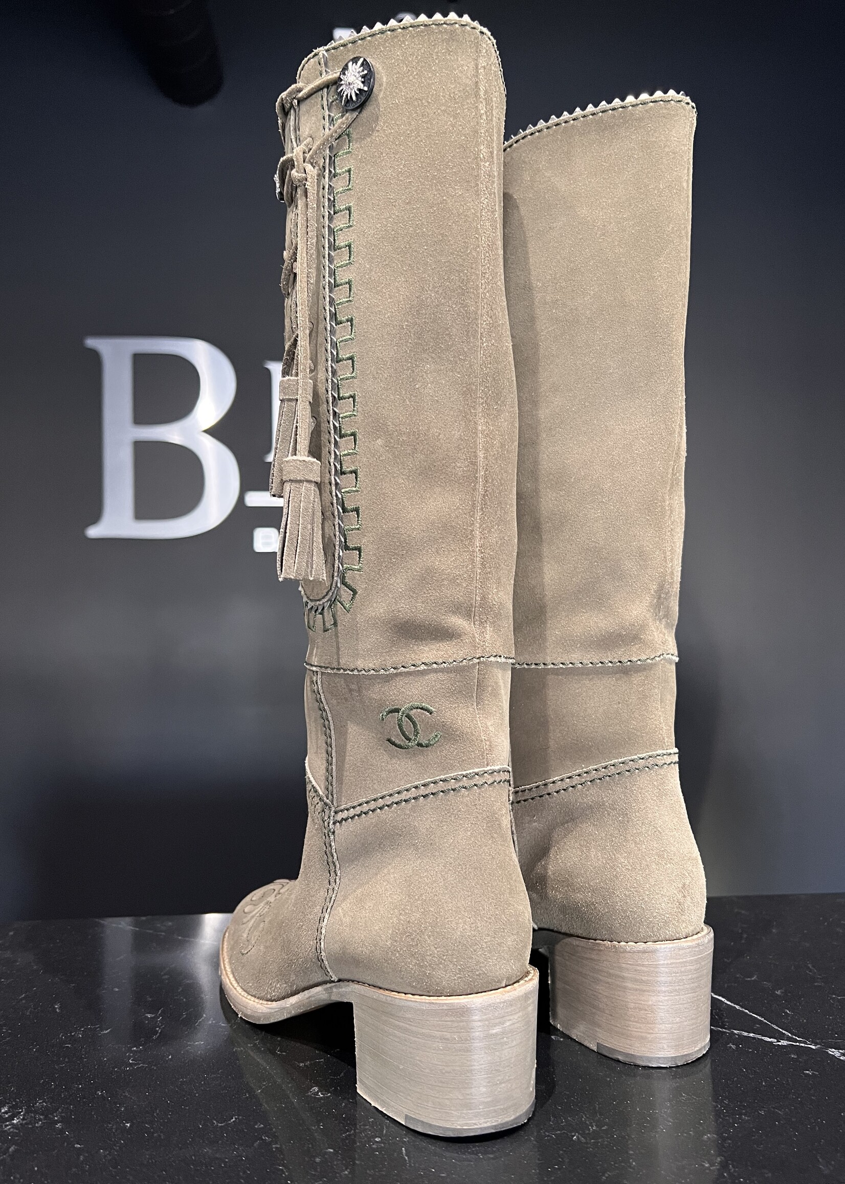 Chanel Chanel Salzburg Khaki Boots 39