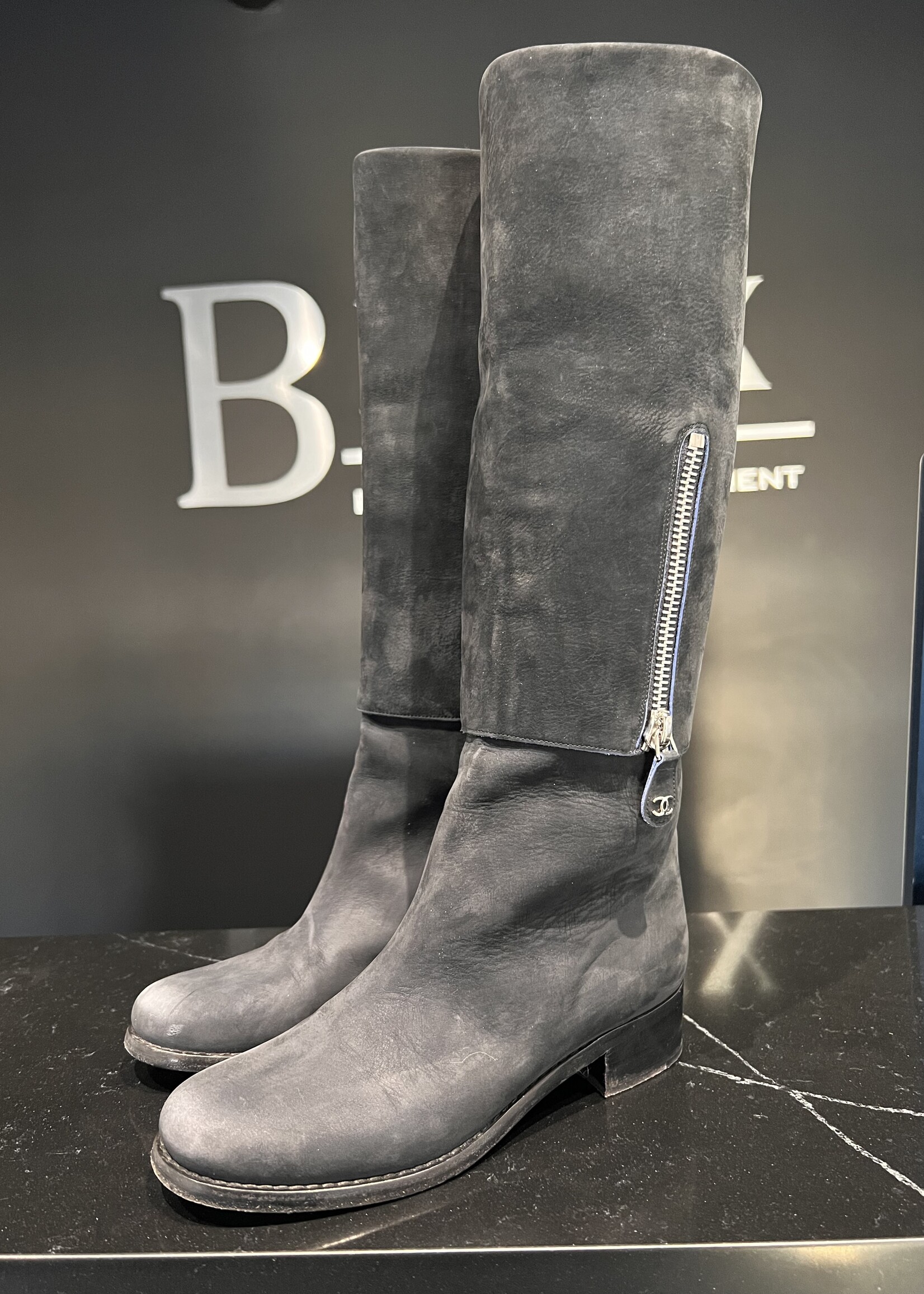 Chanel Chanel Suede Navy Boots 39