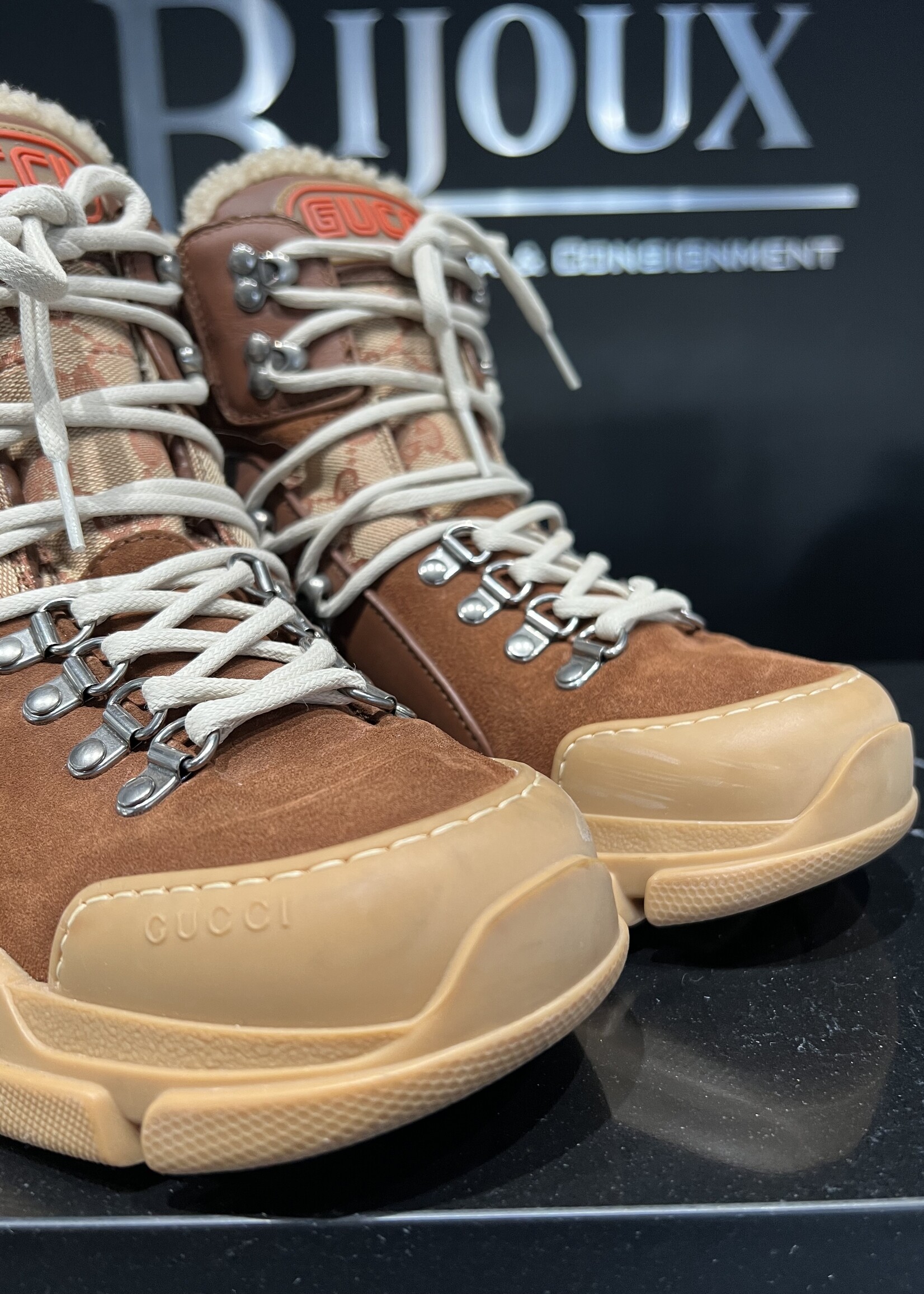 Gucci SOLD - Gucci Flashtrek Monogram Boots Brown 39