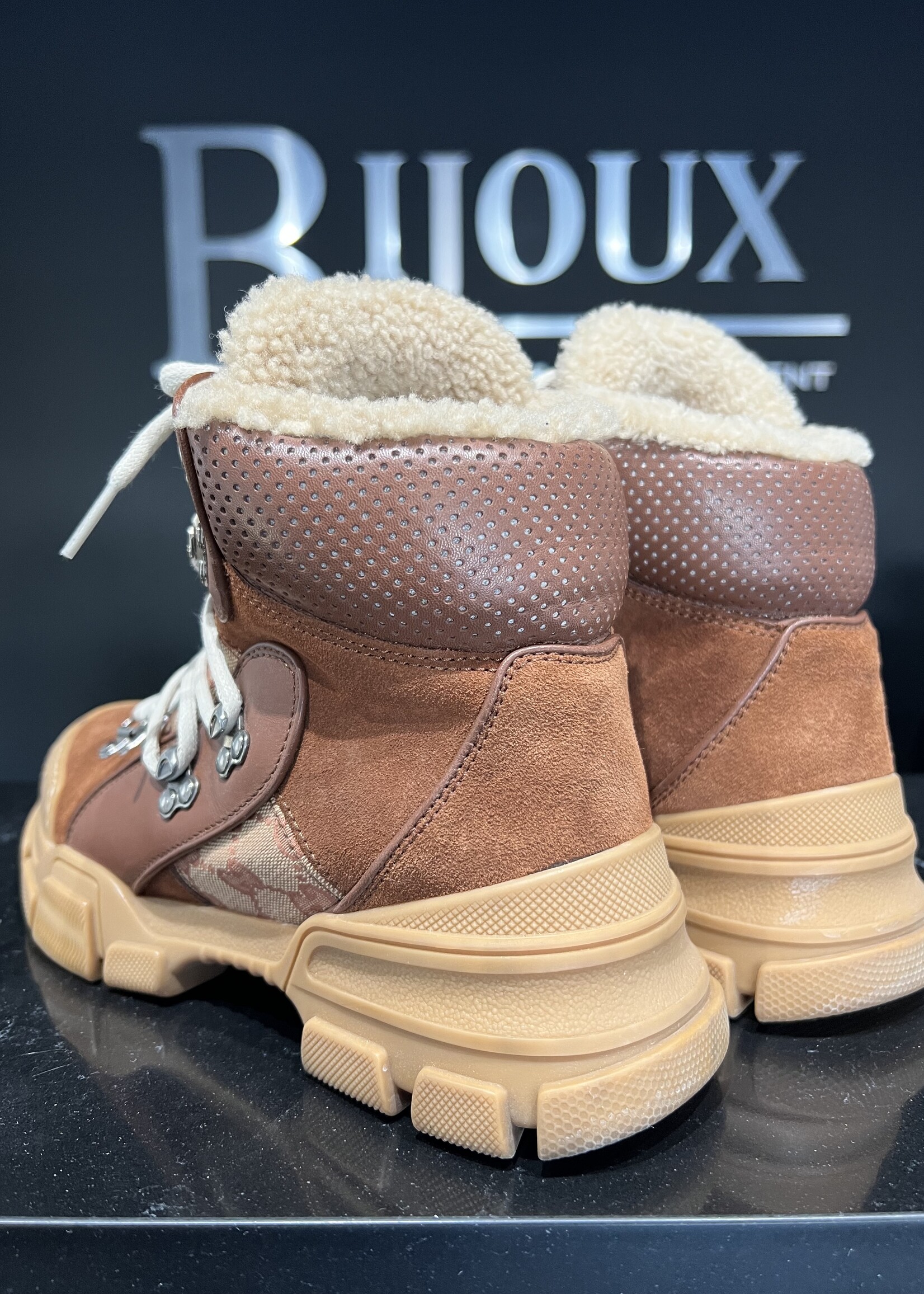 Gucci SOLD - Gucci Flashtrek Monogram Boots Brown 39