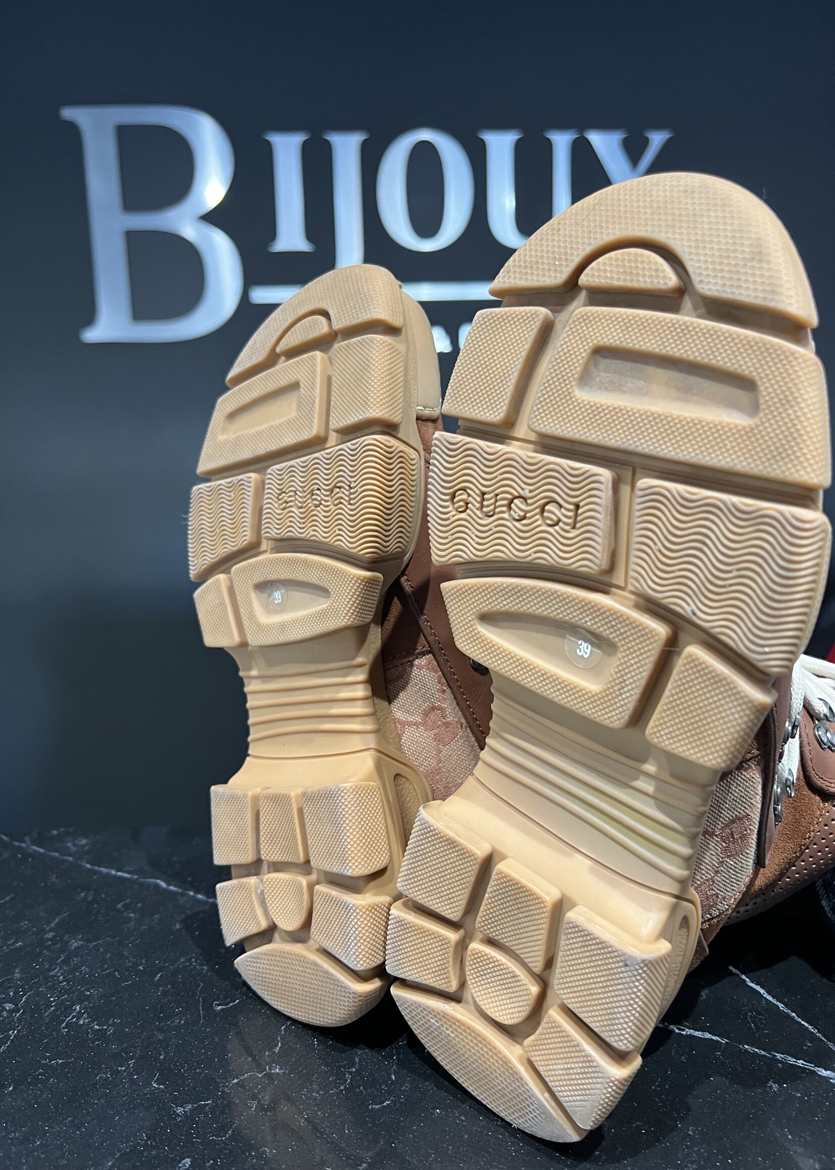 Gucci SOLD - Gucci Flashtrek Monogram Boots Brown 39