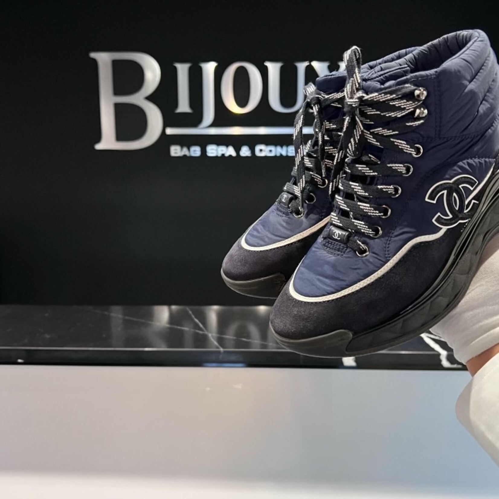 Chanel SOLD- Chanel Hightop Nylon Sneaker 39