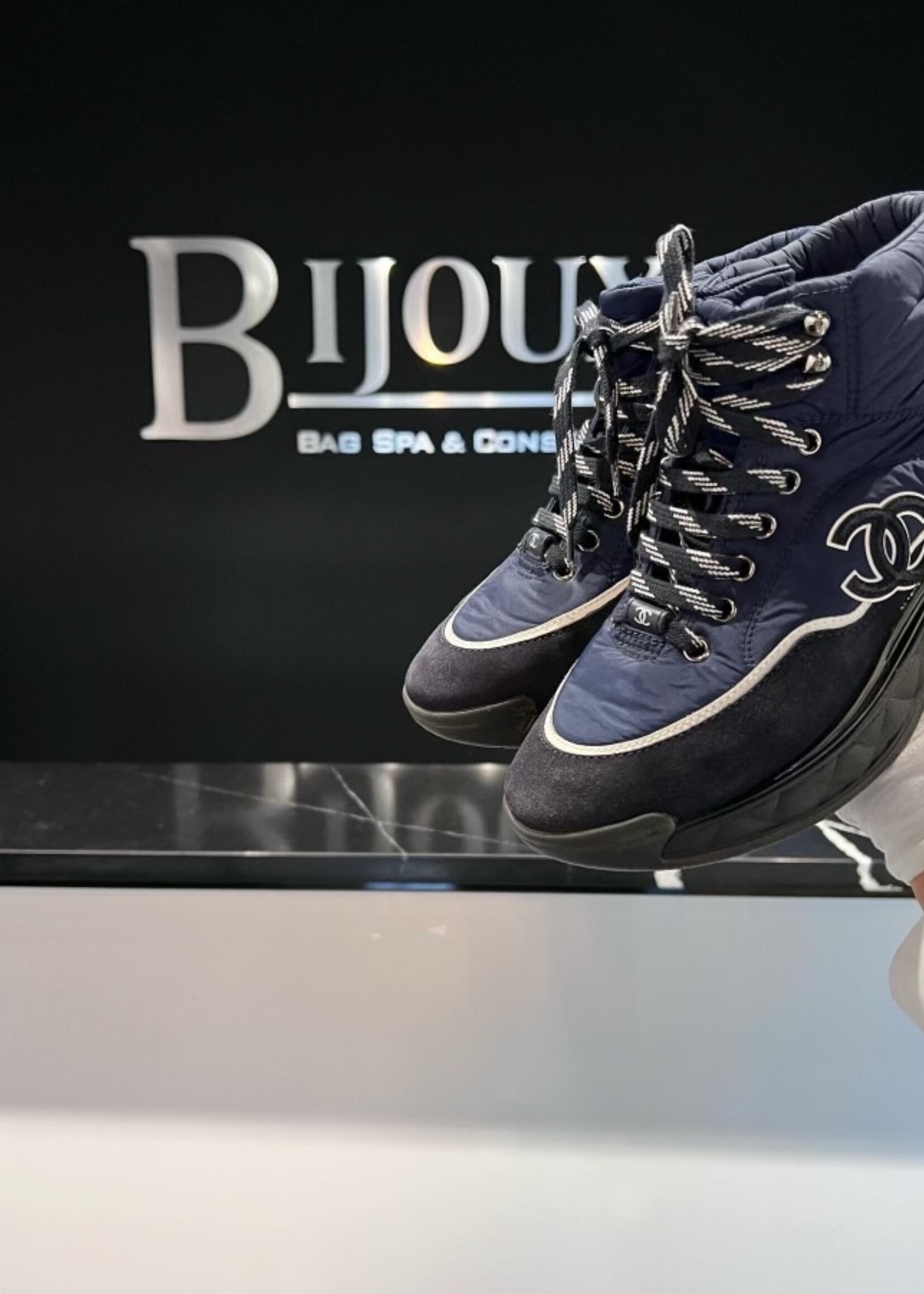 Chanel SOLD- Chanel Hightop Nylon Sneaker 39