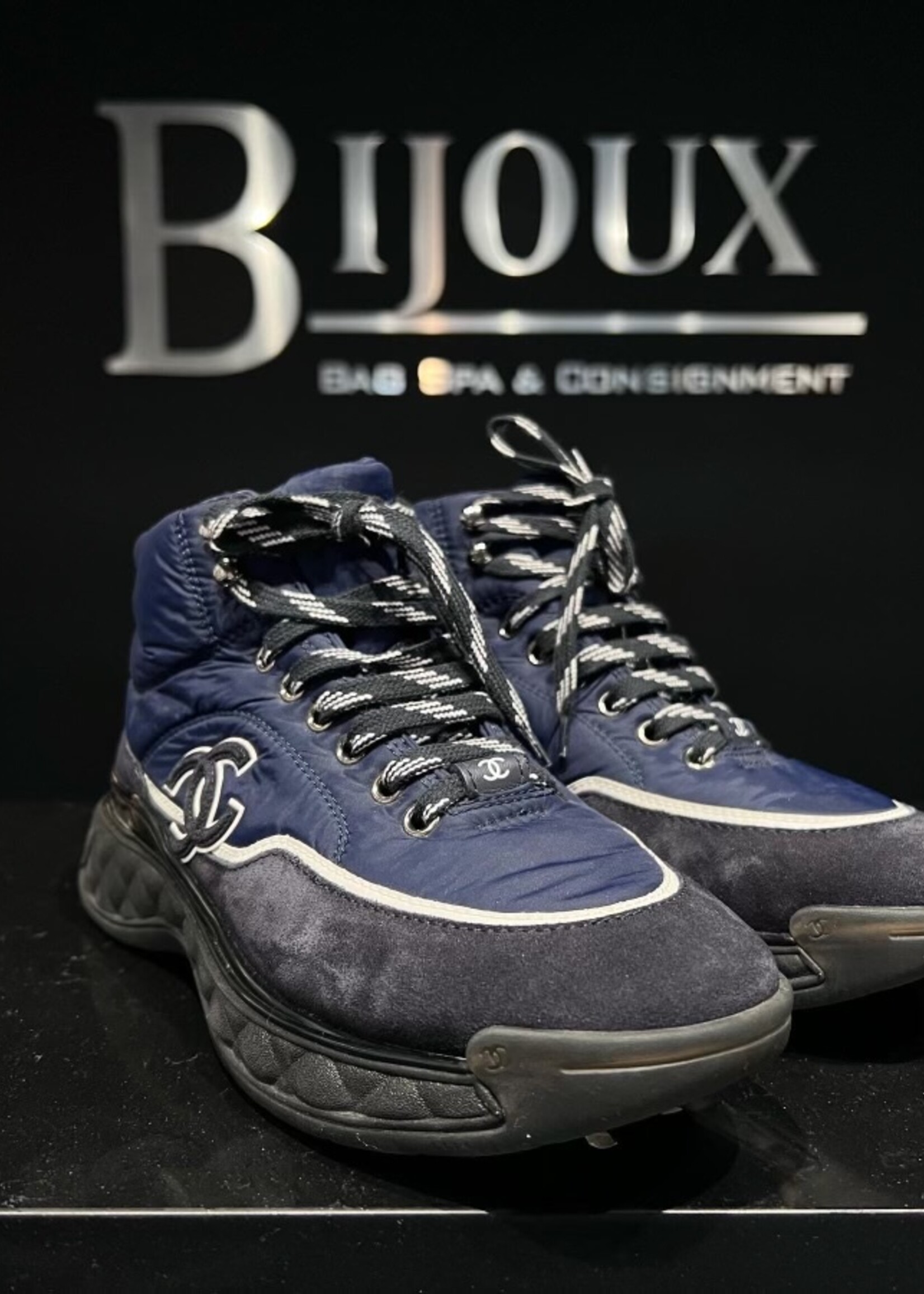 Chanel SOLD- Chanel Hightop Nylon Sneaker 39