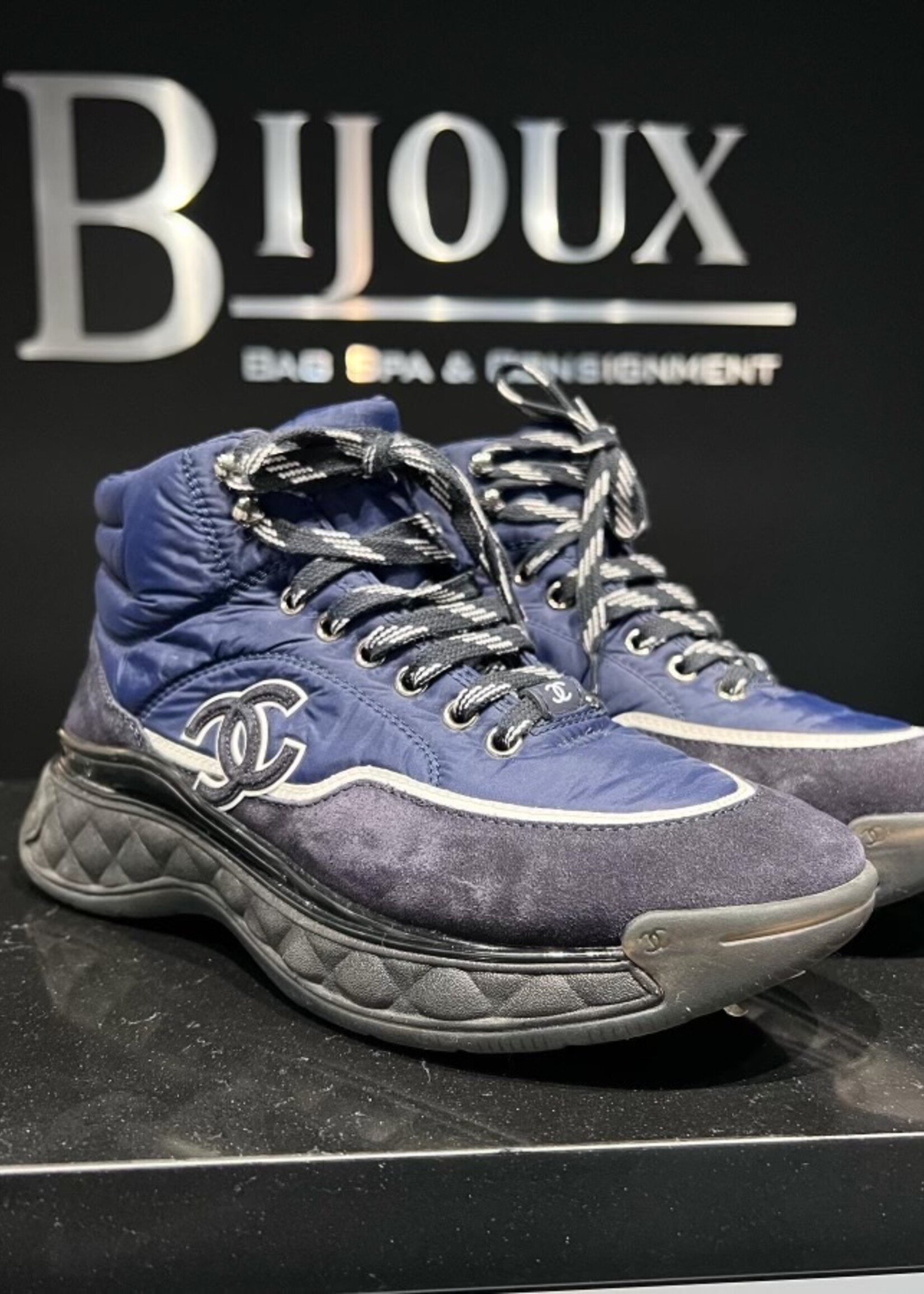 Chanel SOLD- Chanel Hightop Nylon Sneaker 39