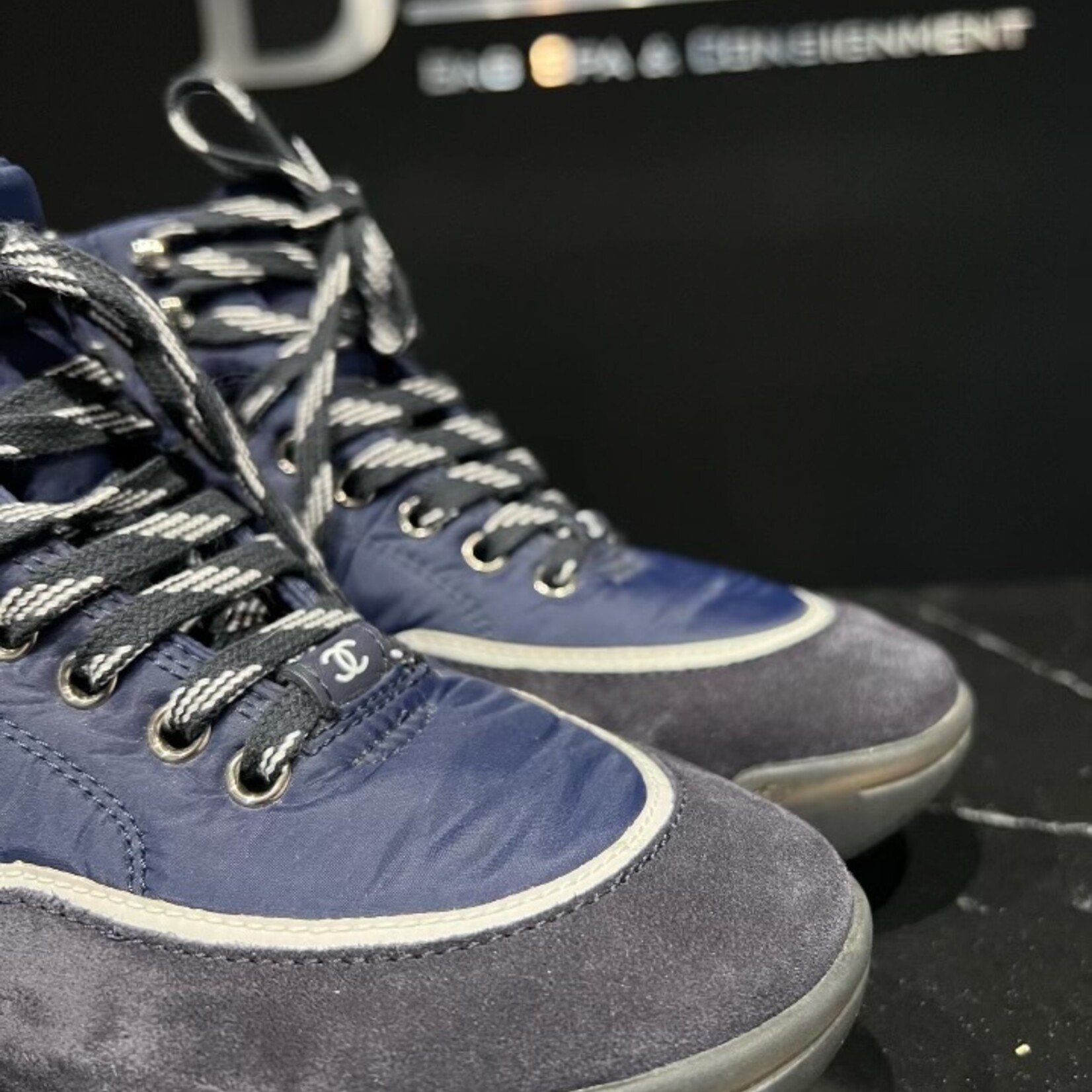 Chanel SOLD- Chanel Hightop Nylon Sneaker 39