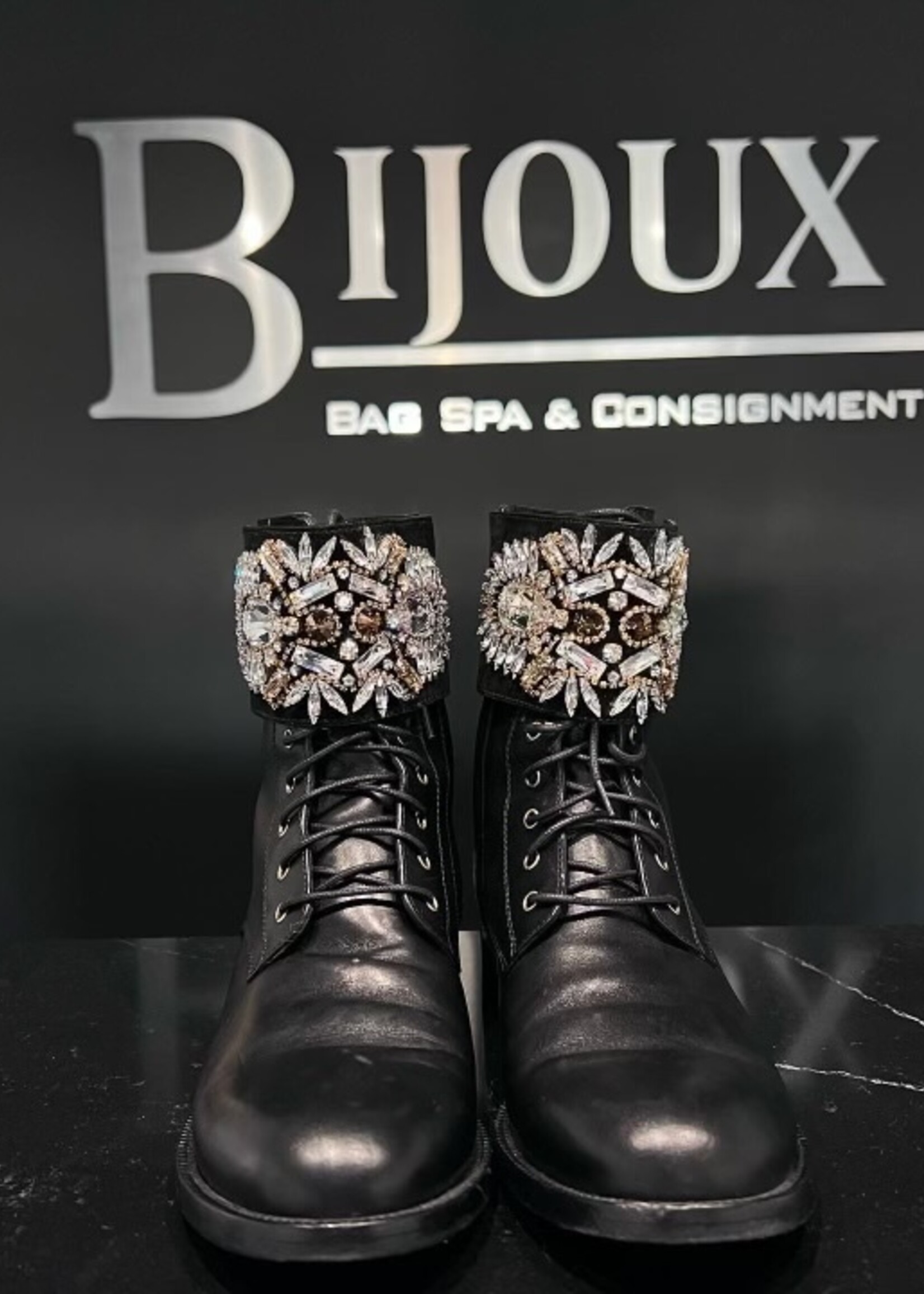 Rene Caovilla Rene Caovilla Crystal Combat Boots- 38.5