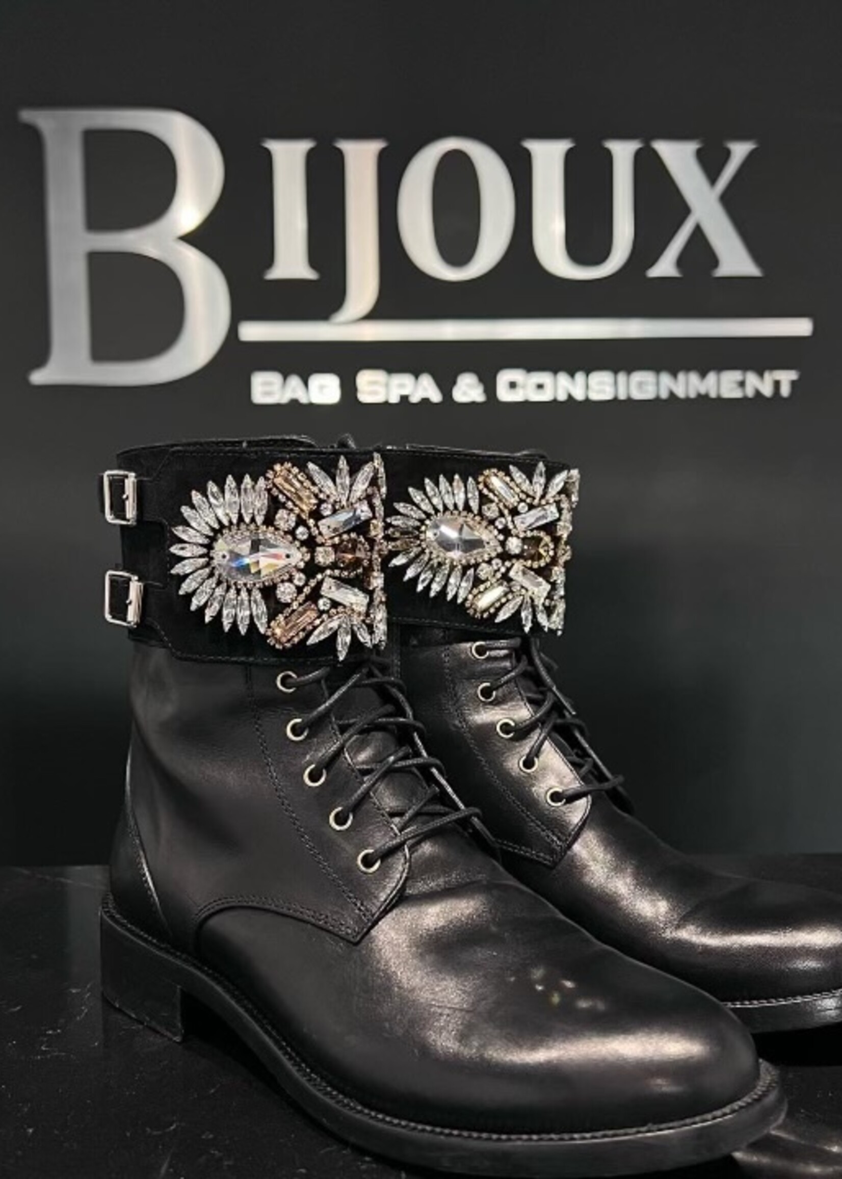 Rene Caovilla Rene Caovilla Crystal Combat Boots- 38.5