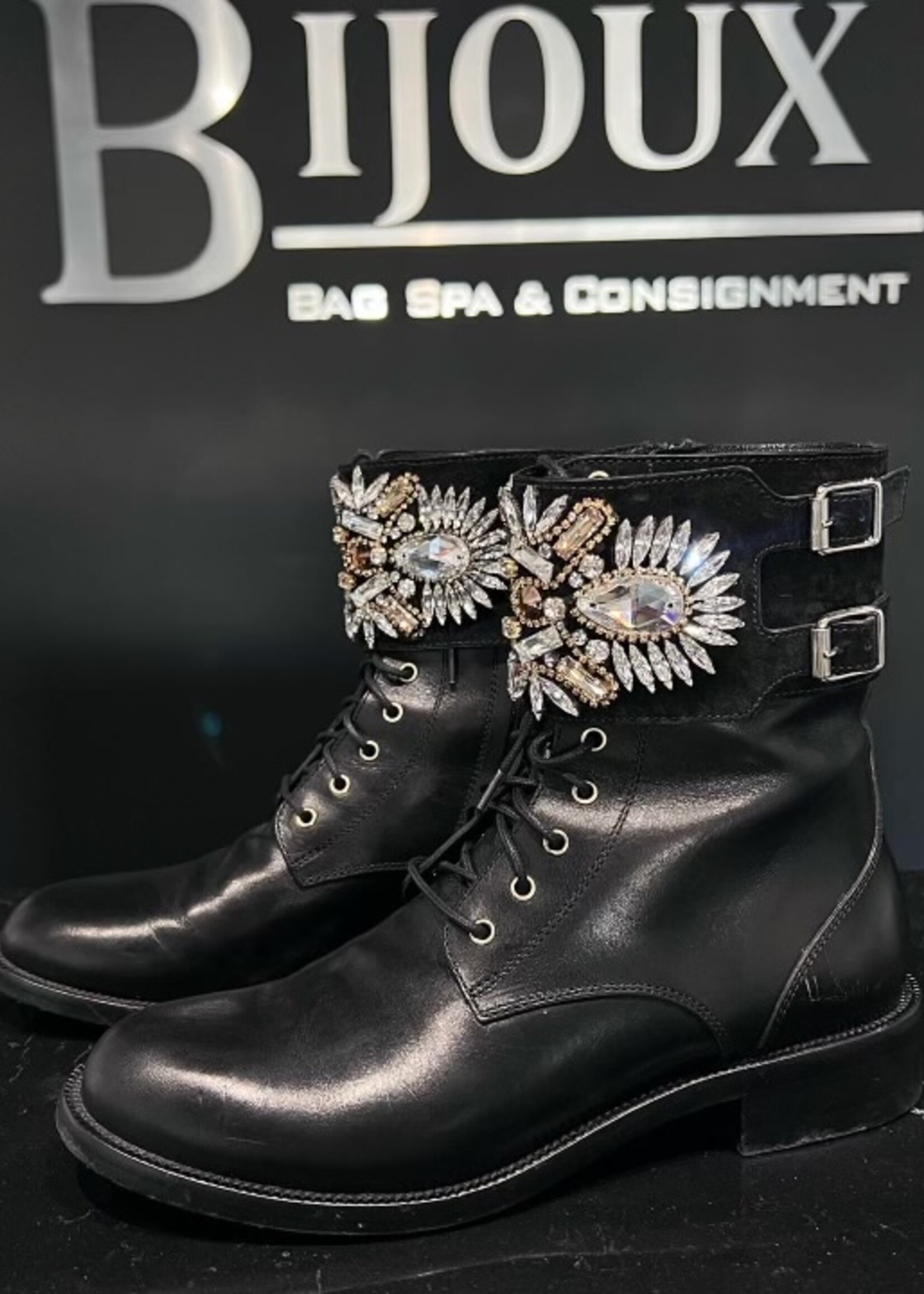 Rene Caovilla Rene Caovilla Crystal Combat Boots- 38.5