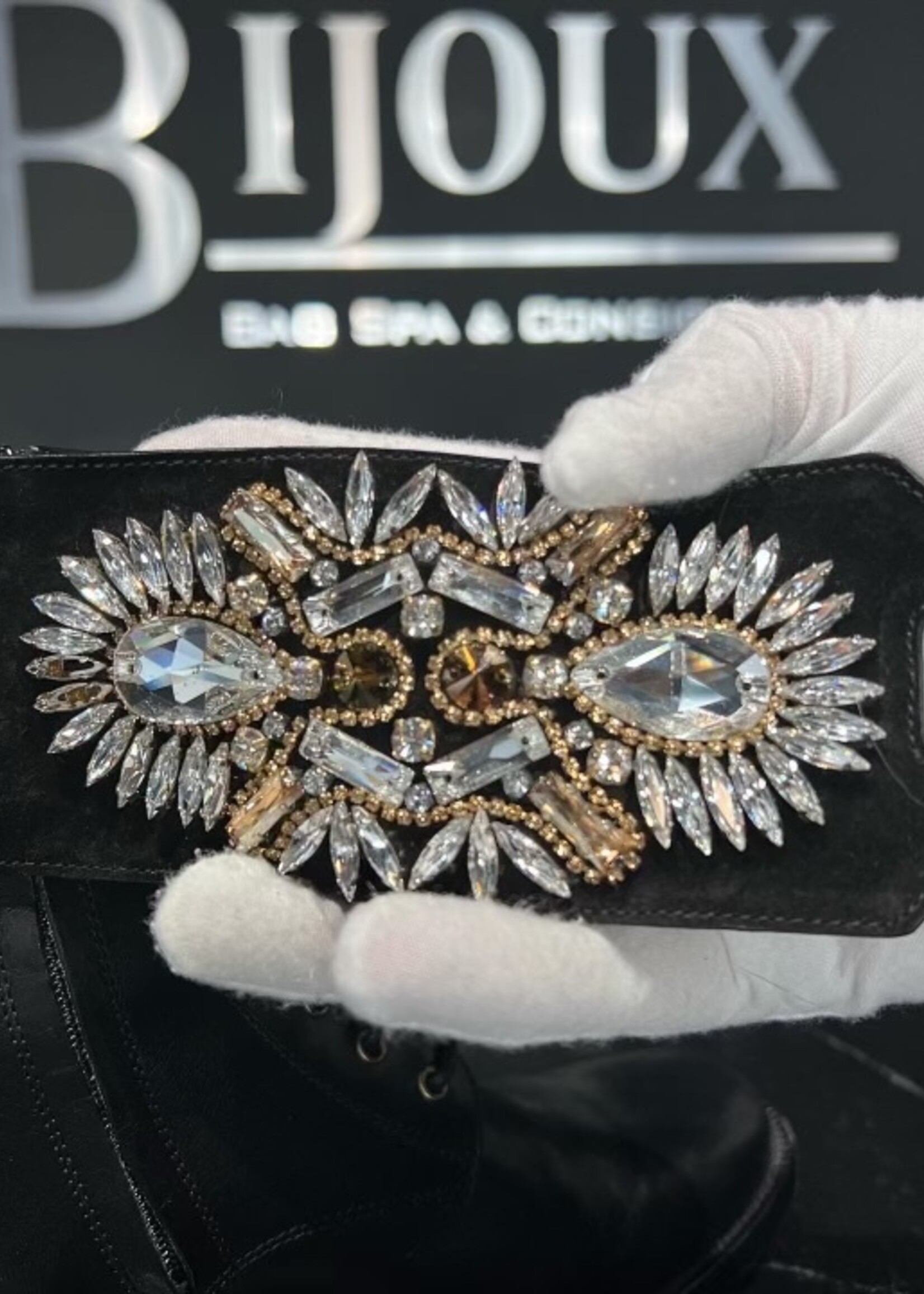 Rene Caovilla Rene Caovilla Crystal Combat Boots- 38.5