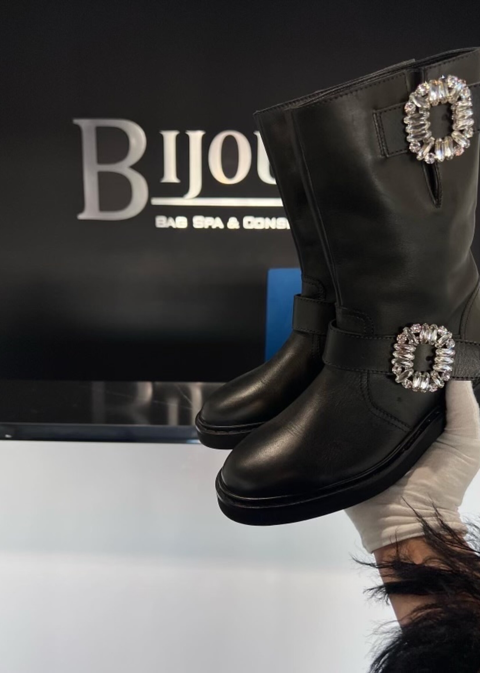 Roger Vivier SOLD - Roger Vivier Crystal Biker Boots- 38.5