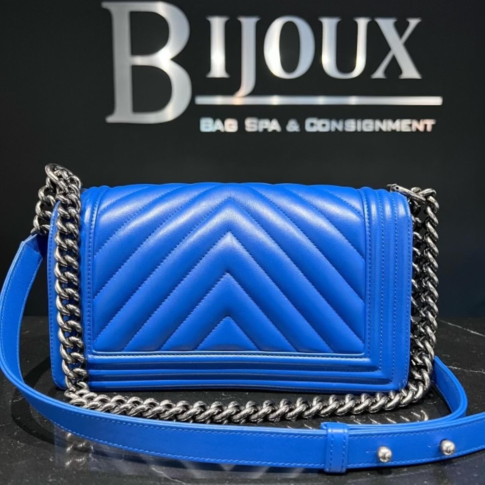 Chanel SOLD - Old Medium Chevron Boy Bag RHW