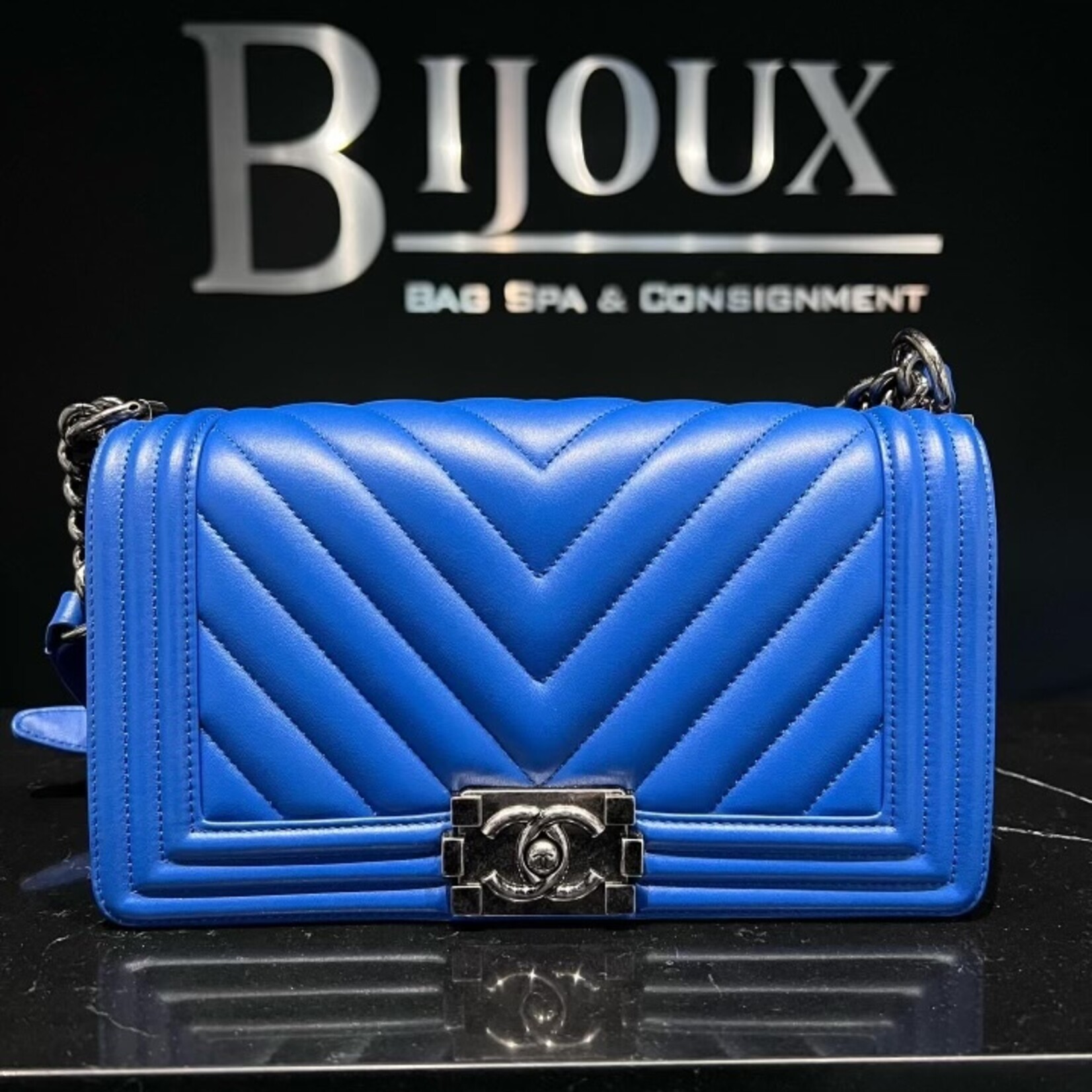 Chanel SOLD - Old Medium Chevron Boy Bag RHW