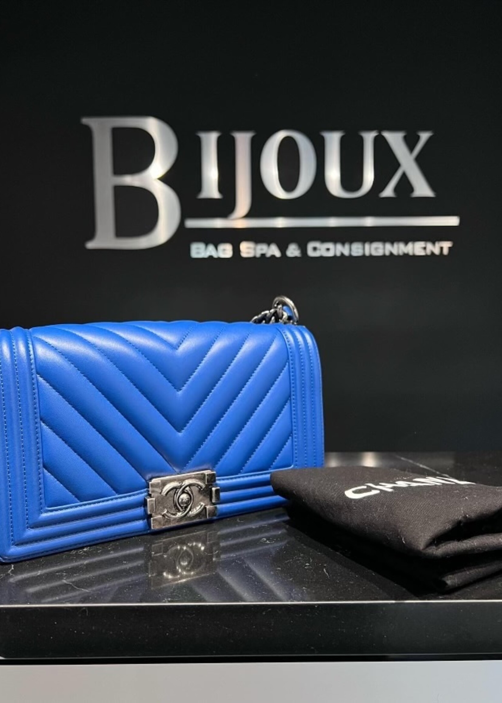 Chanel SOLD - Old Medium Chevron Boy Bag RHW