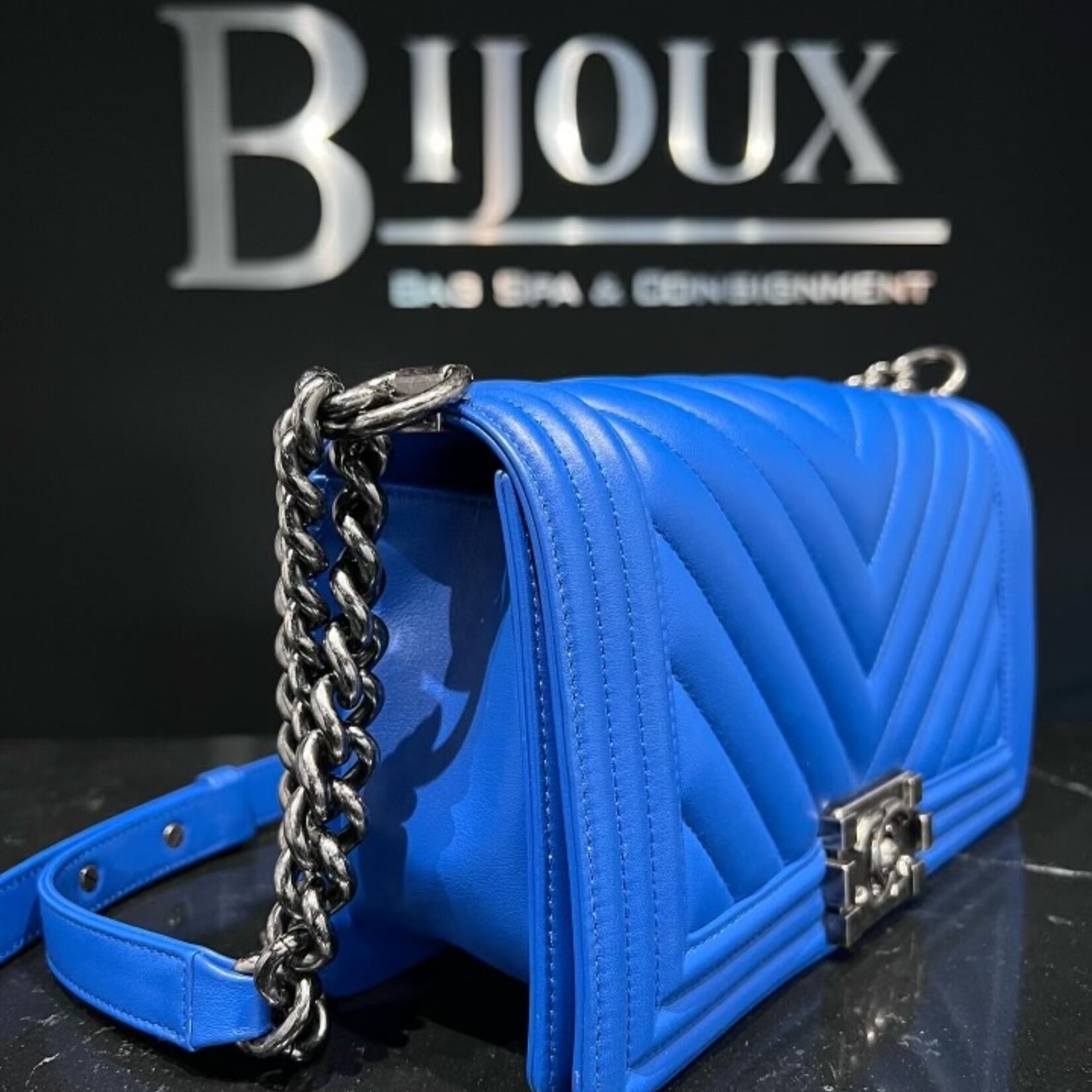Chanel SOLD - Old Medium Chevron Boy Bag RHW