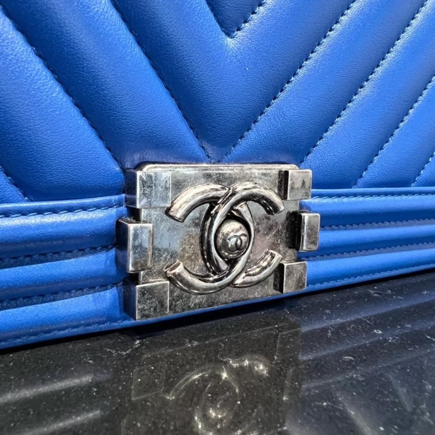 Chanel SOLD - Old Medium Chevron Boy Bag RHW