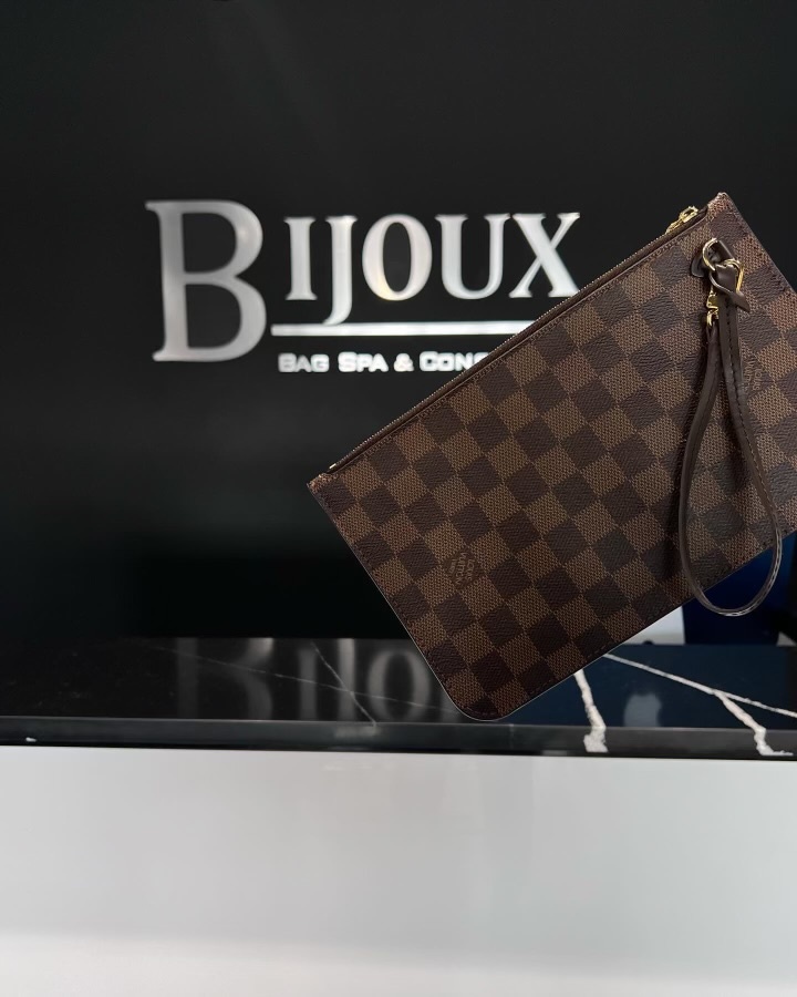 Louis Vuitton Neverfull MM Pochette Damier Ebene - Bijoux Bag Spa