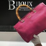 Gucci SOLD - Gucci Bamboo Handle Pebbled Leather Bag