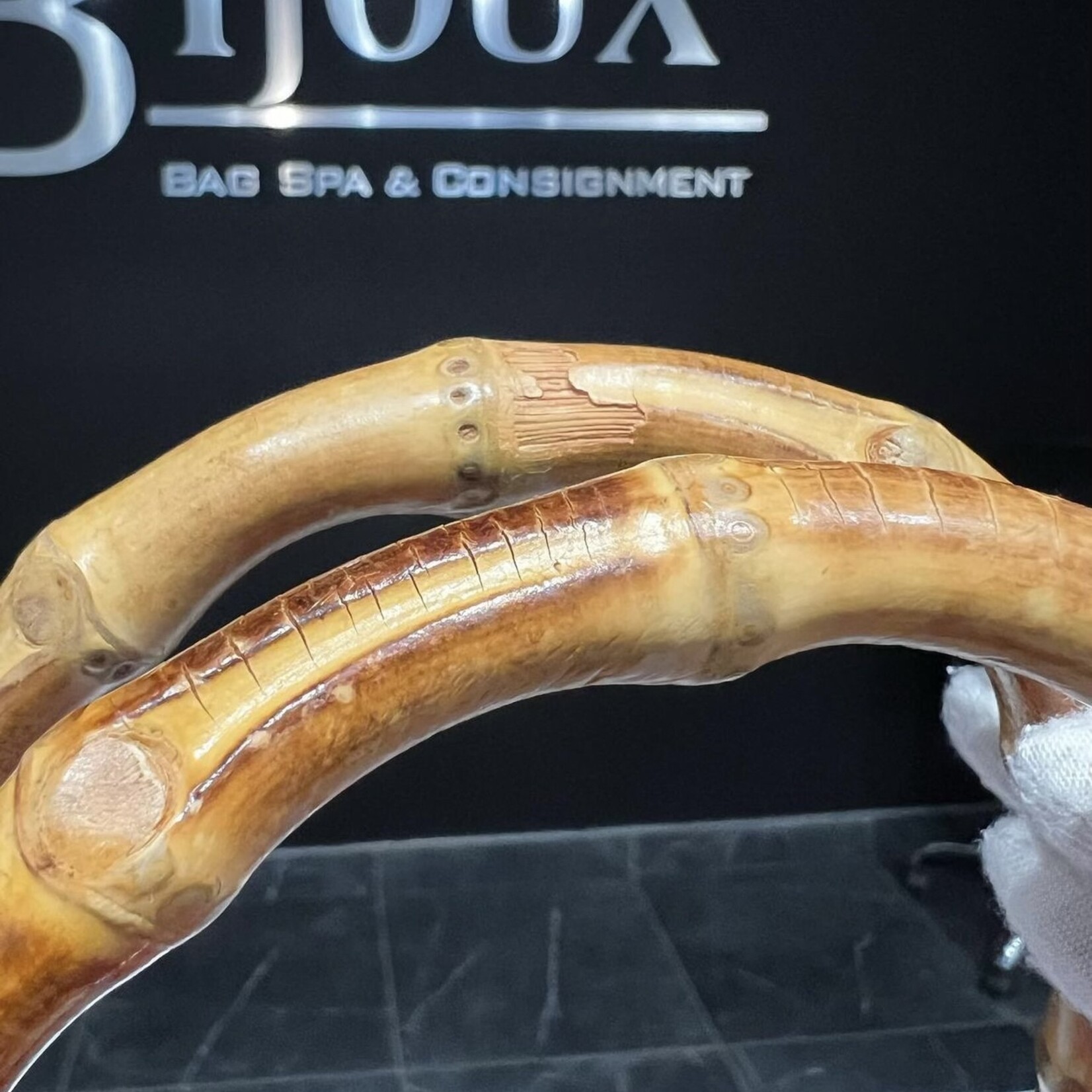 Gucci SOLD - Gucci Bamboo Handle Pebbled Leather Bag