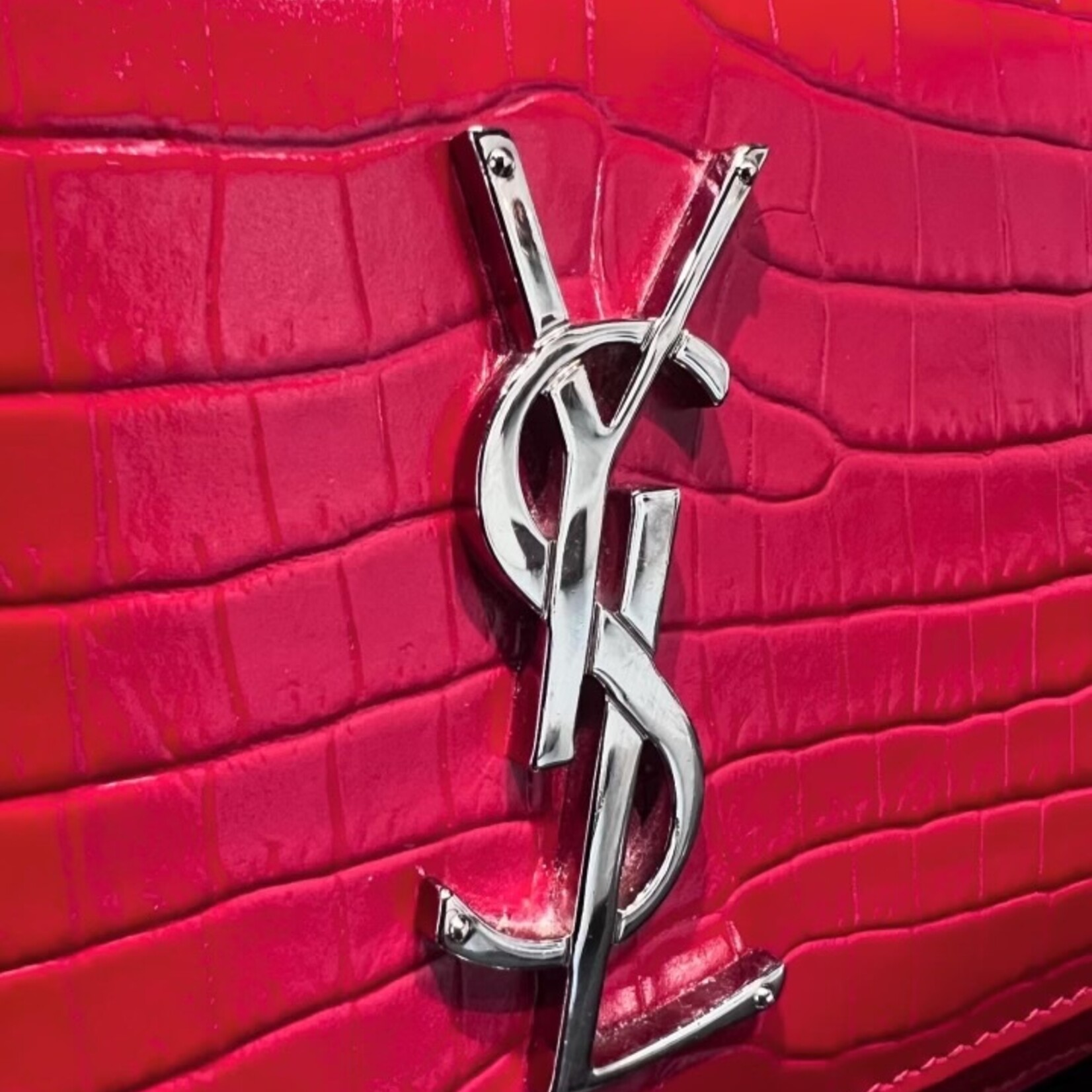 Saint Laurent SOLD - Saint Laurent Croc Embossed Sunset WOC