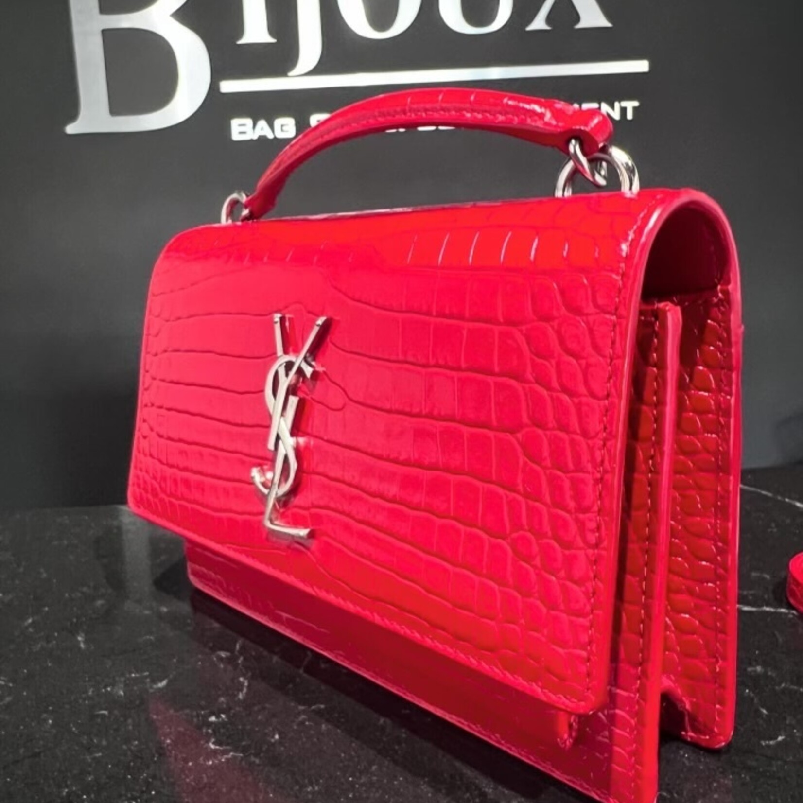 Saint Laurent SOLD - Saint Laurent Croc Embossed Sunset WOC