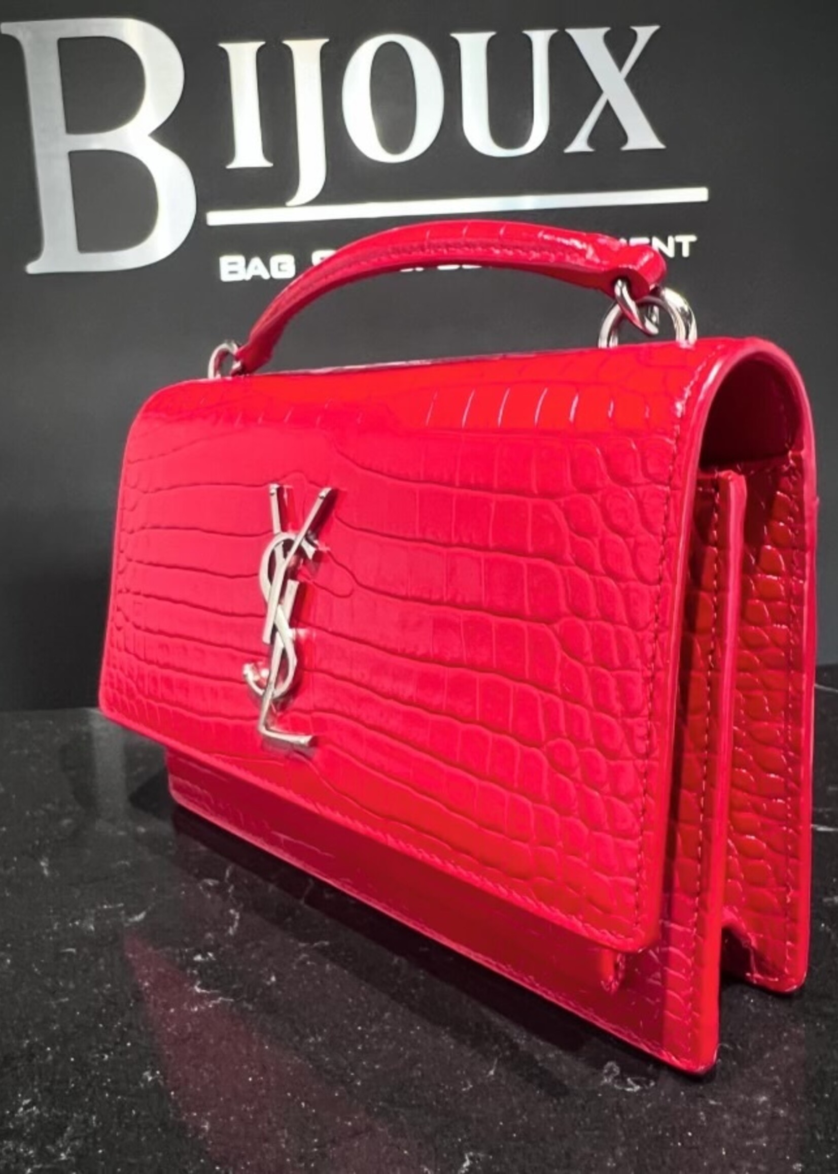 Saint Laurent SOLD - Saint Laurent Croc Embossed Sunset WOC