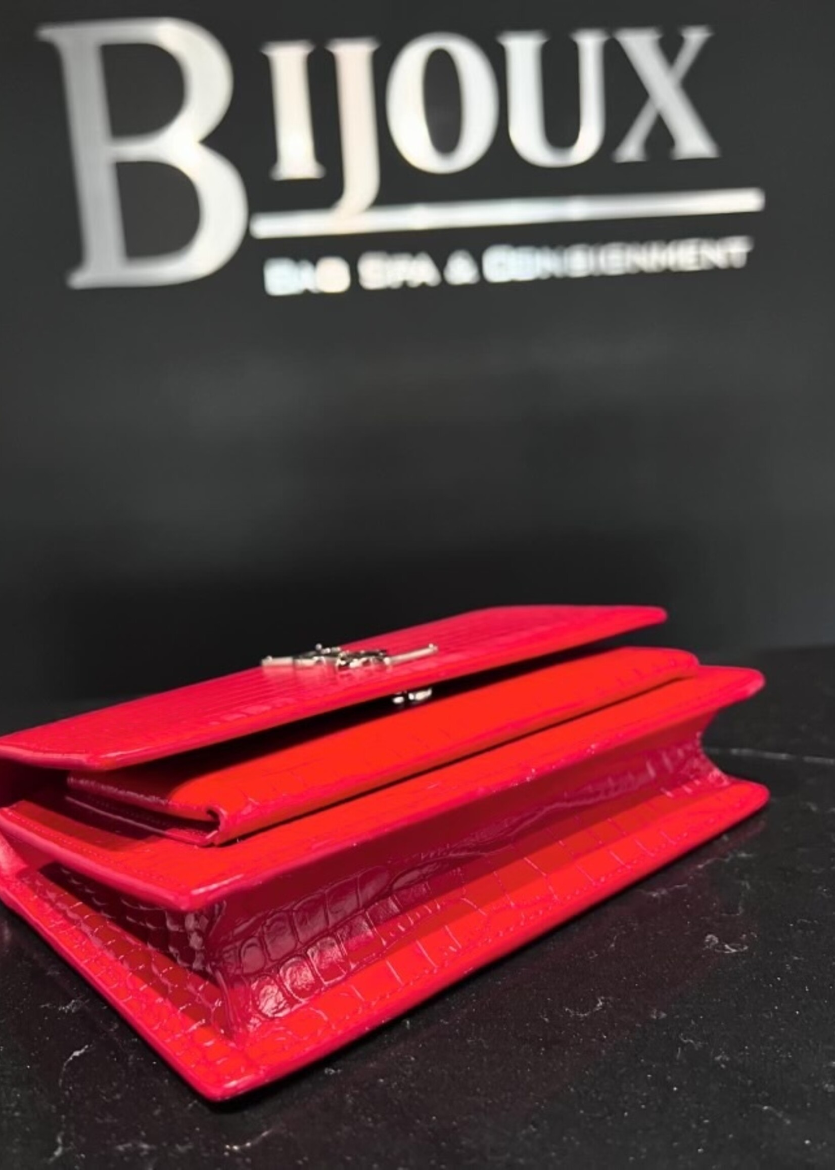 Saint Laurent SOLD - Saint Laurent Croc Embossed Sunset WOC