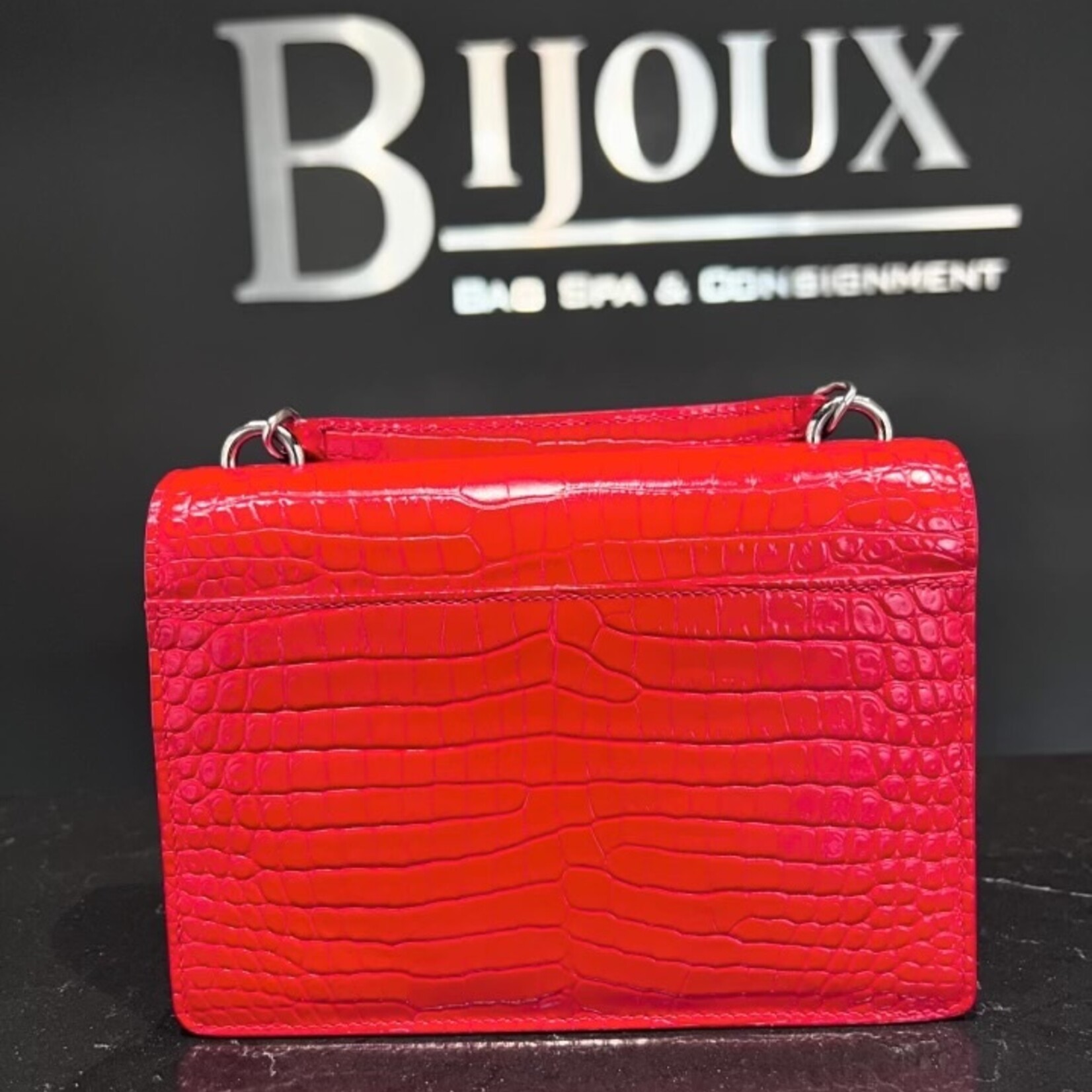 Saint Laurent SOLD - Saint Laurent Croc Embossed Sunset WOC