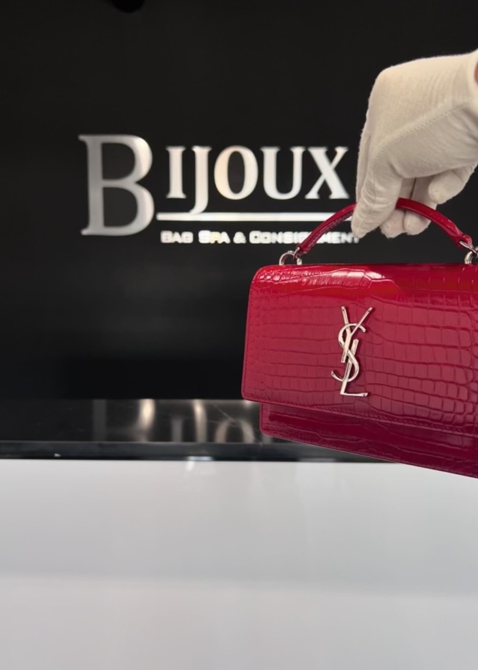 Saint Laurent SOLD - Saint Laurent Croc Embossed Sunset WOC