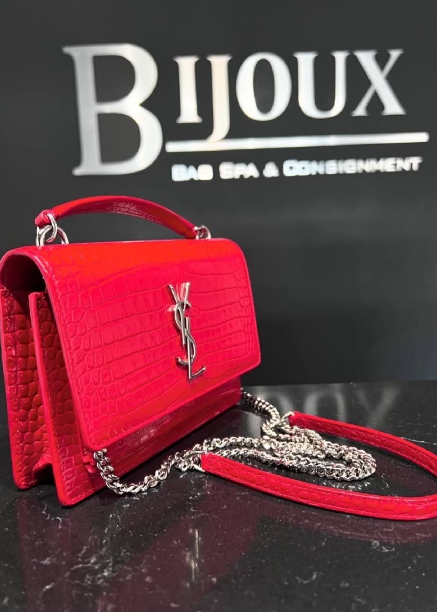 Saint Laurent SOLD - Saint Laurent Croc Embossed Sunset WOC