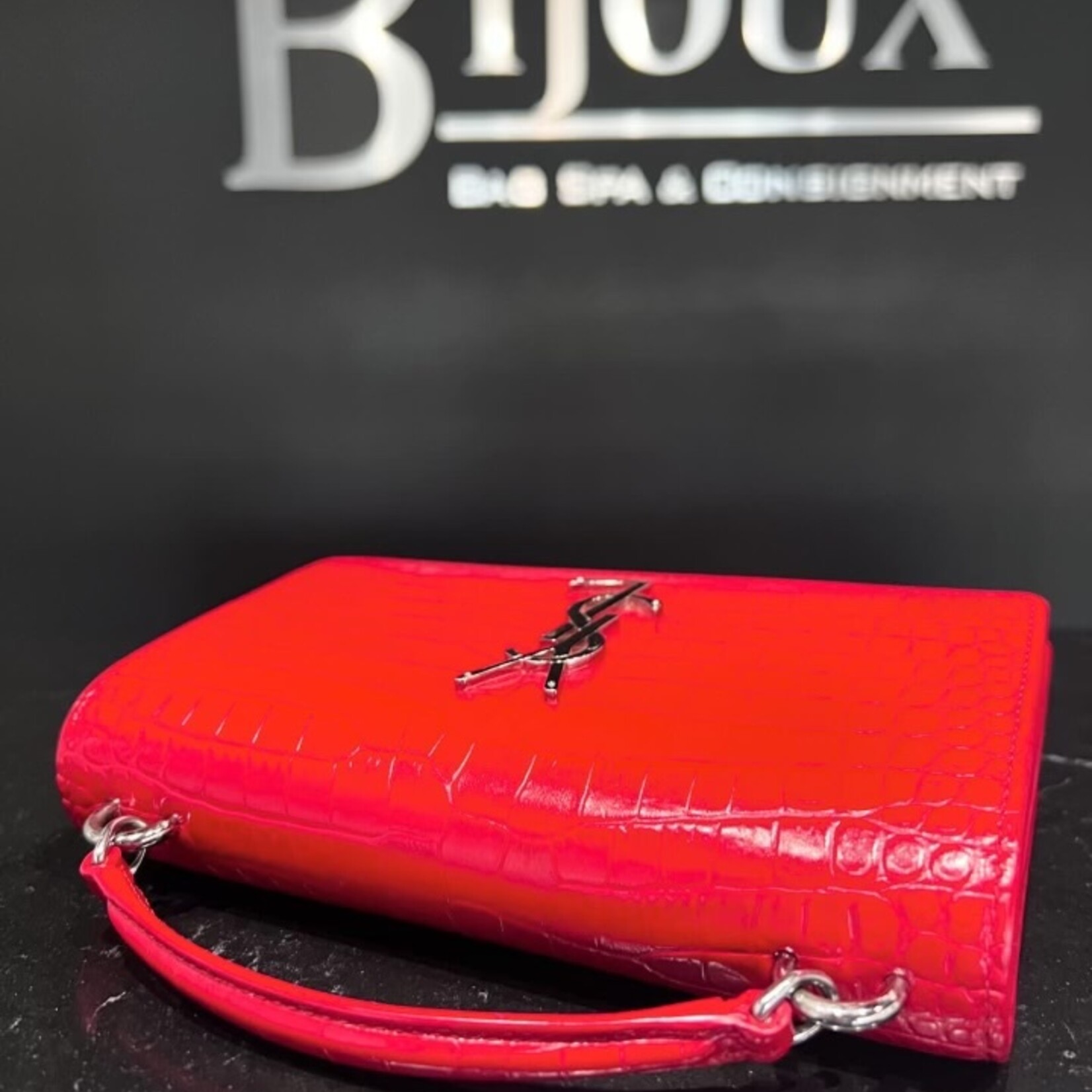 Saint Laurent SOLD - Saint Laurent Croc Embossed Sunset WOC