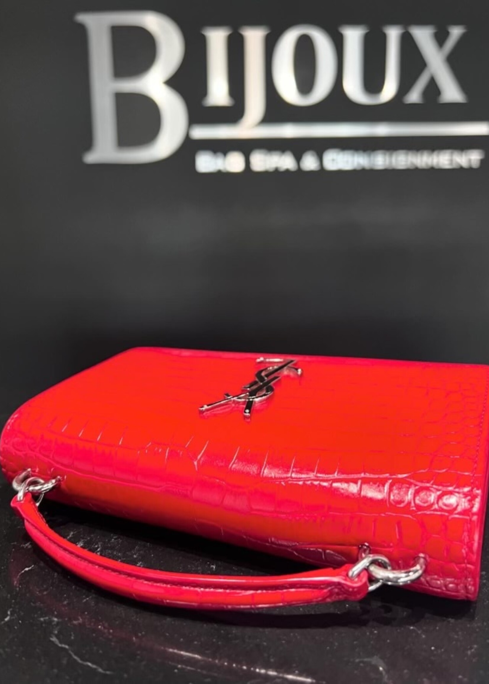 Saint Laurent SOLD - Saint Laurent Croc Embossed Sunset WOC