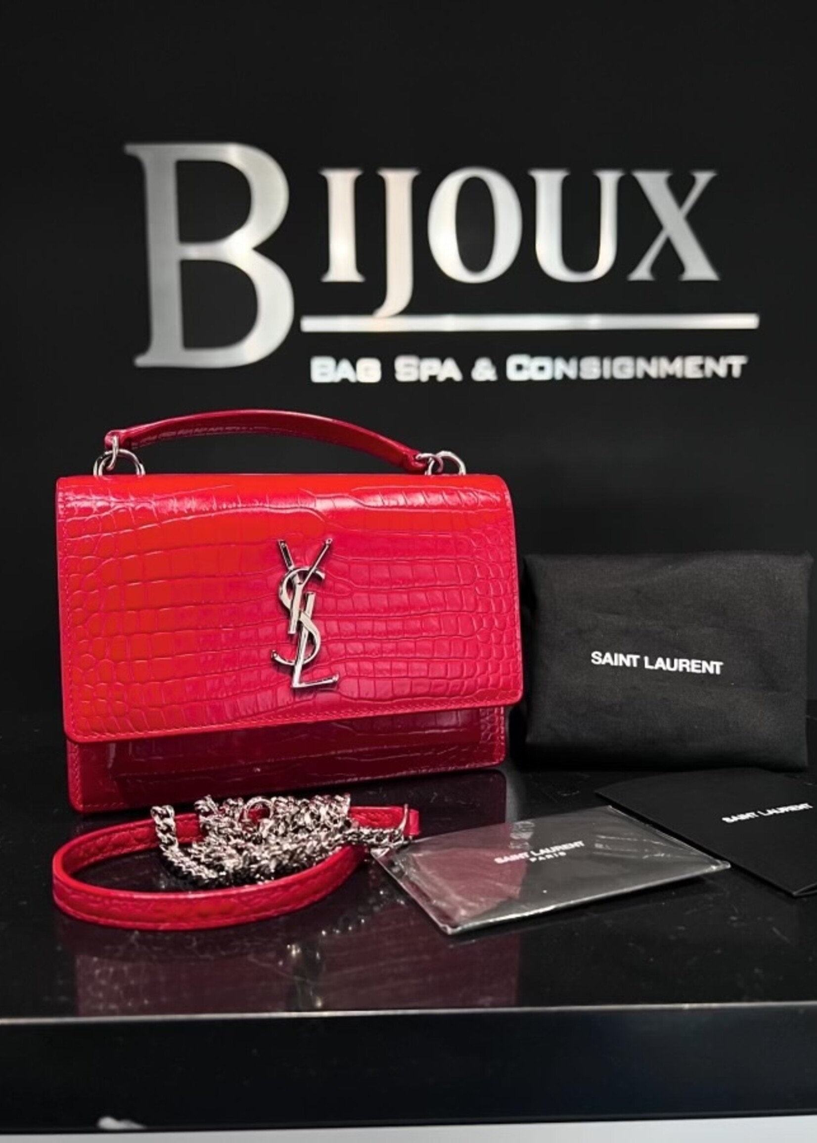 Saint Laurent SOLD - Saint Laurent Croc Embossed Sunset WOC