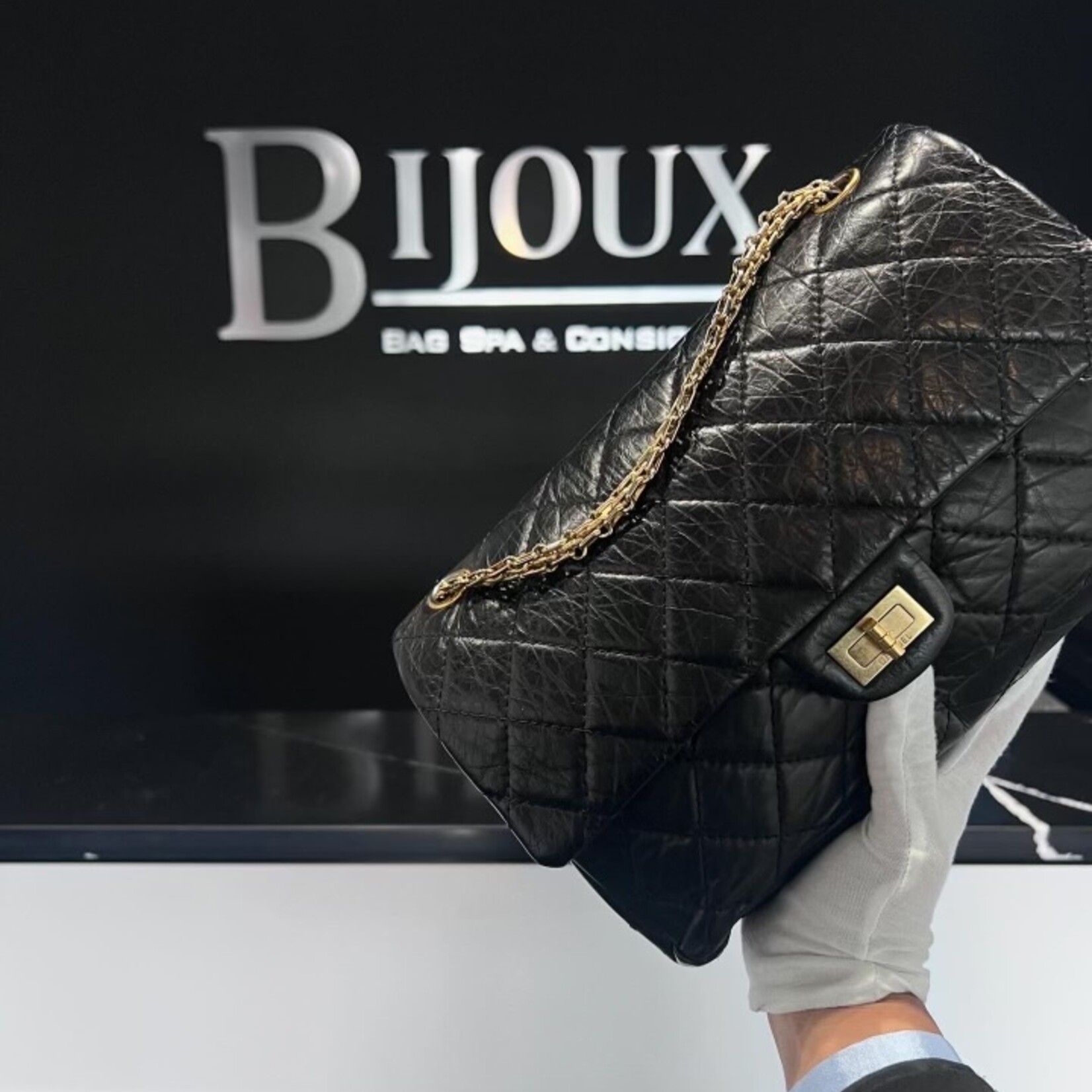 Chanel SOLD - Chanel Reissue 2. 55 Black Goatskin