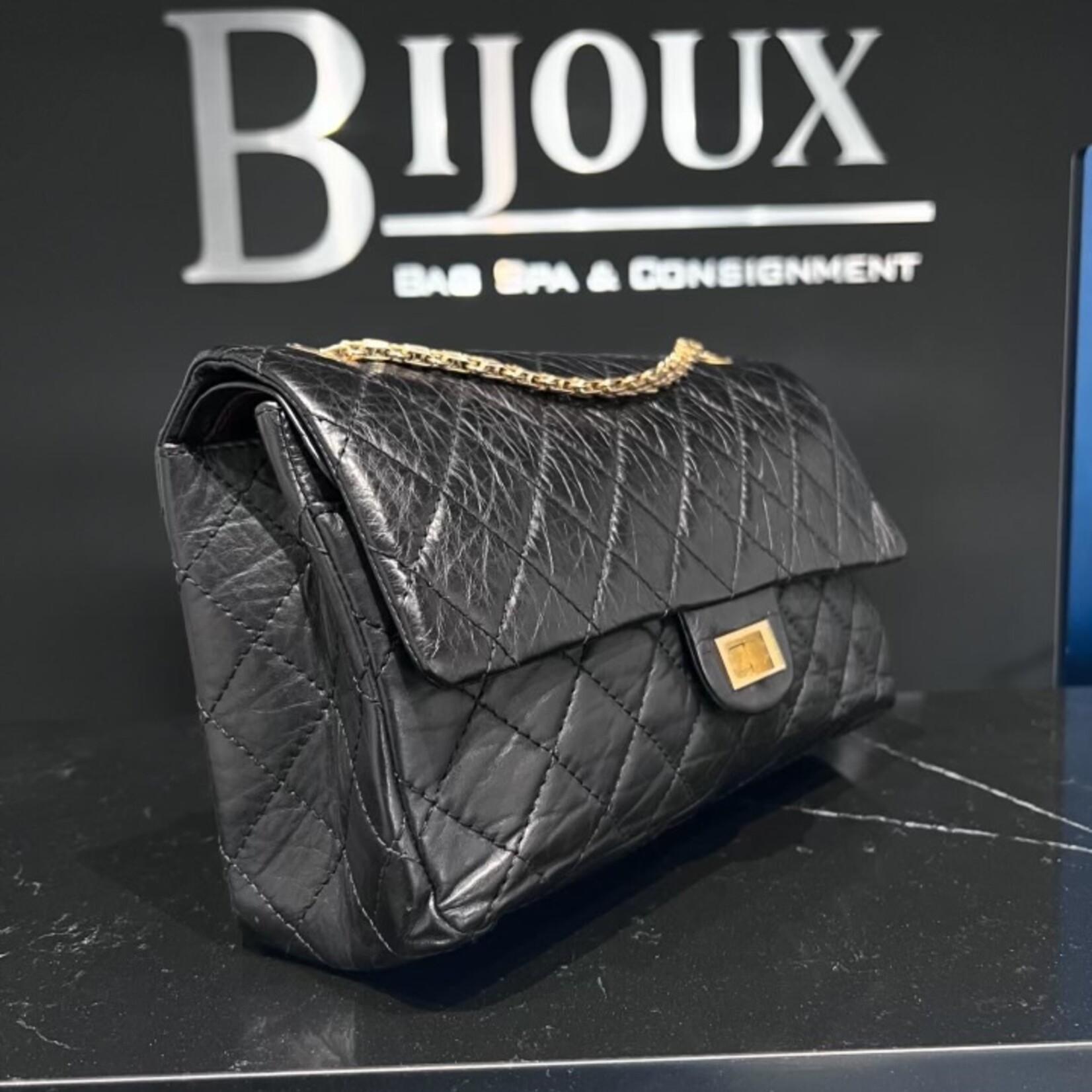 Chanel SOLD - Chanel Reissue 2. 55 Black Goatskin
