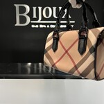 Burberry SOLD - Burberry Small Chester Nova Check Patent Bowling Bag Black