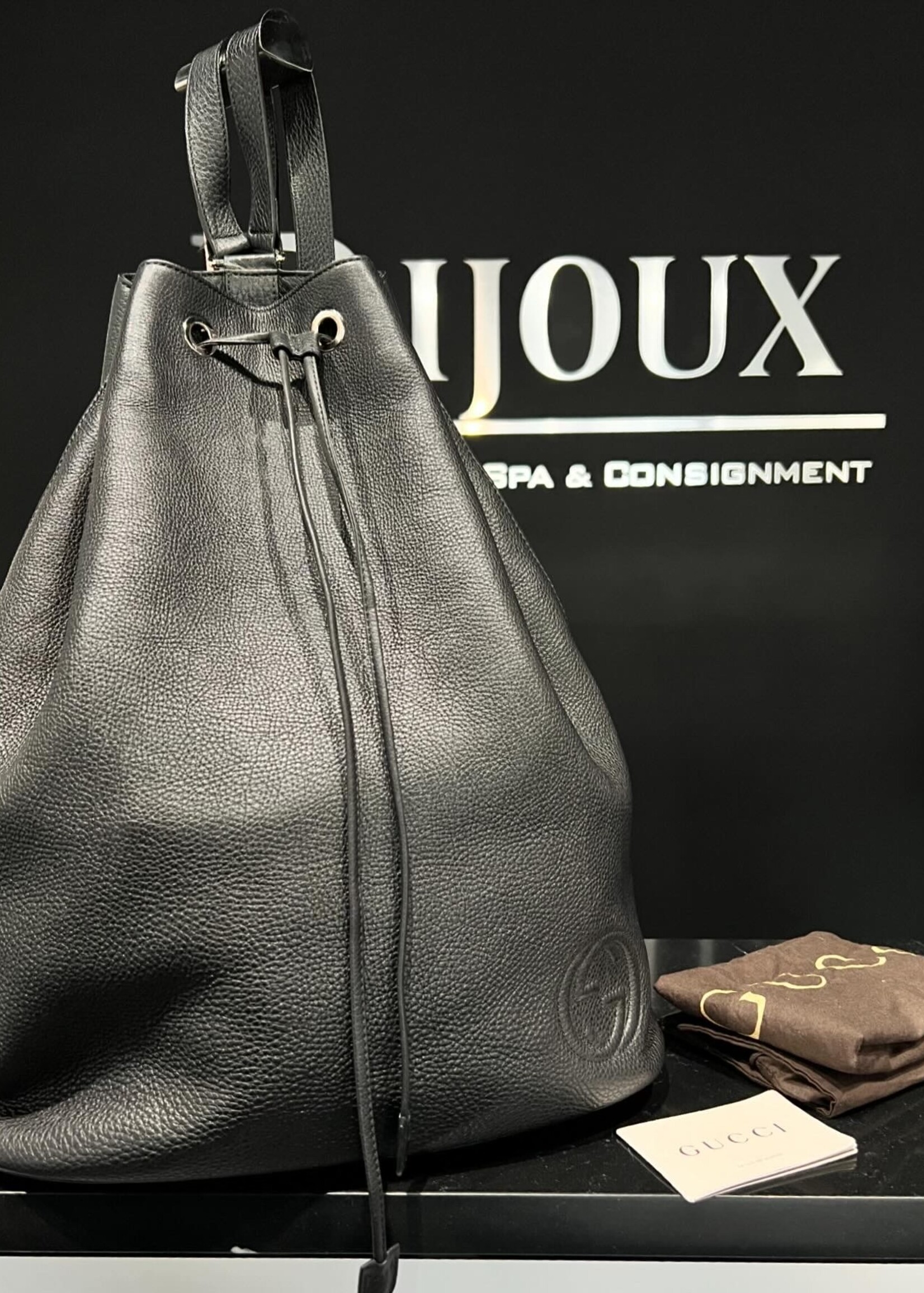 Gucci SOLD- Gucci Pebbled Drawstring Backpack