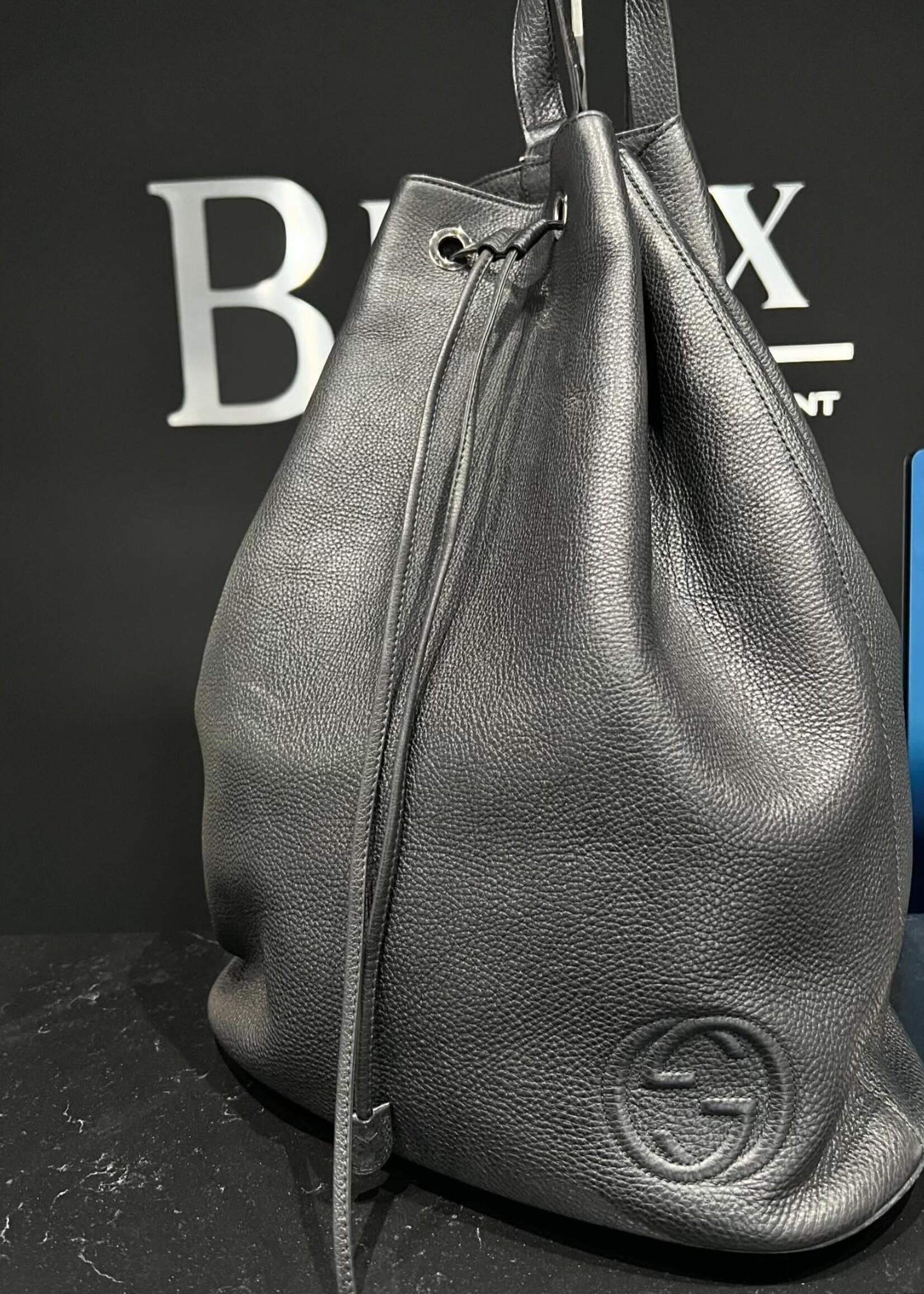 Gucci SOLD- Gucci Pebbled Drawstring Backpack