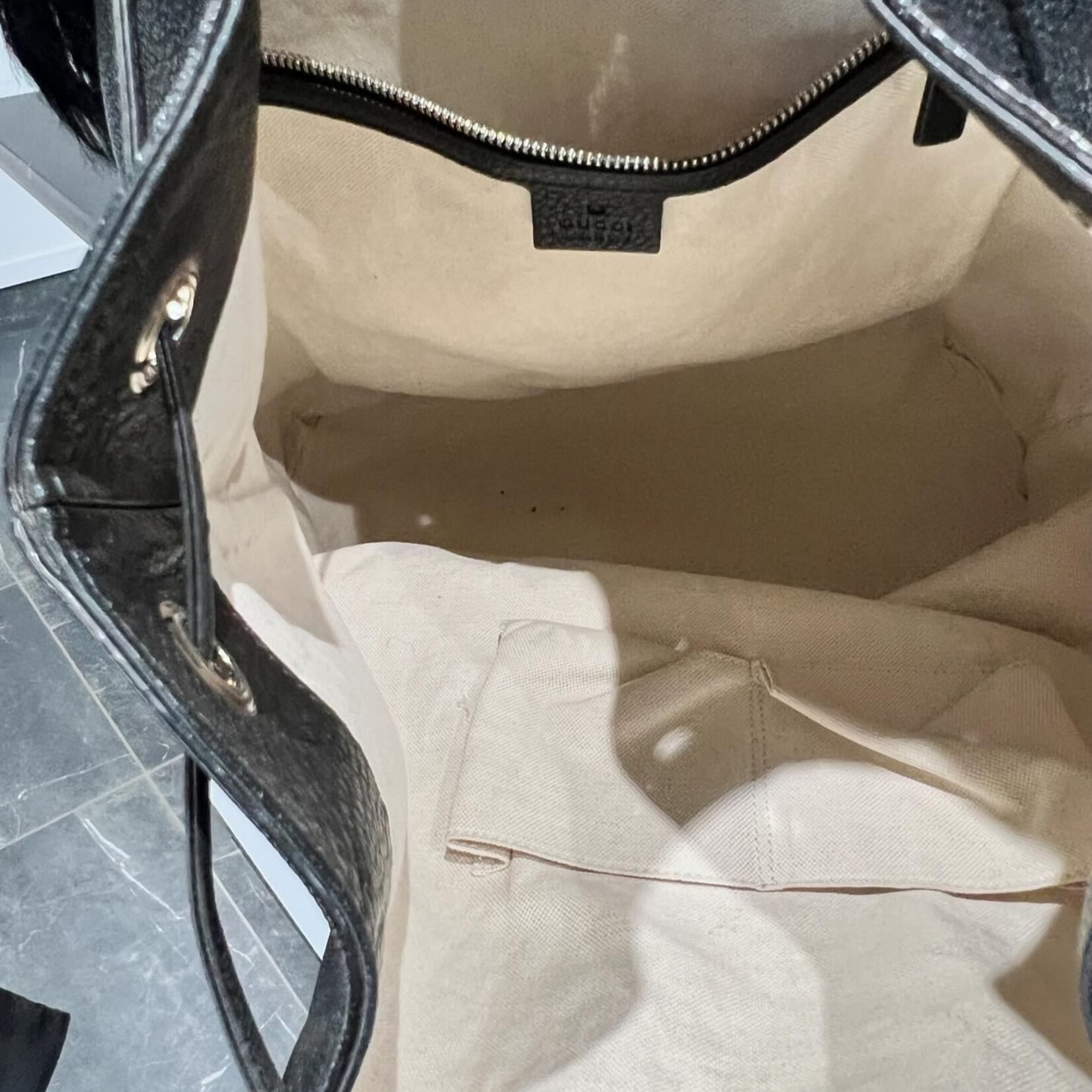 Gucci SOLD- Gucci Pebbled Drawstring Backpack