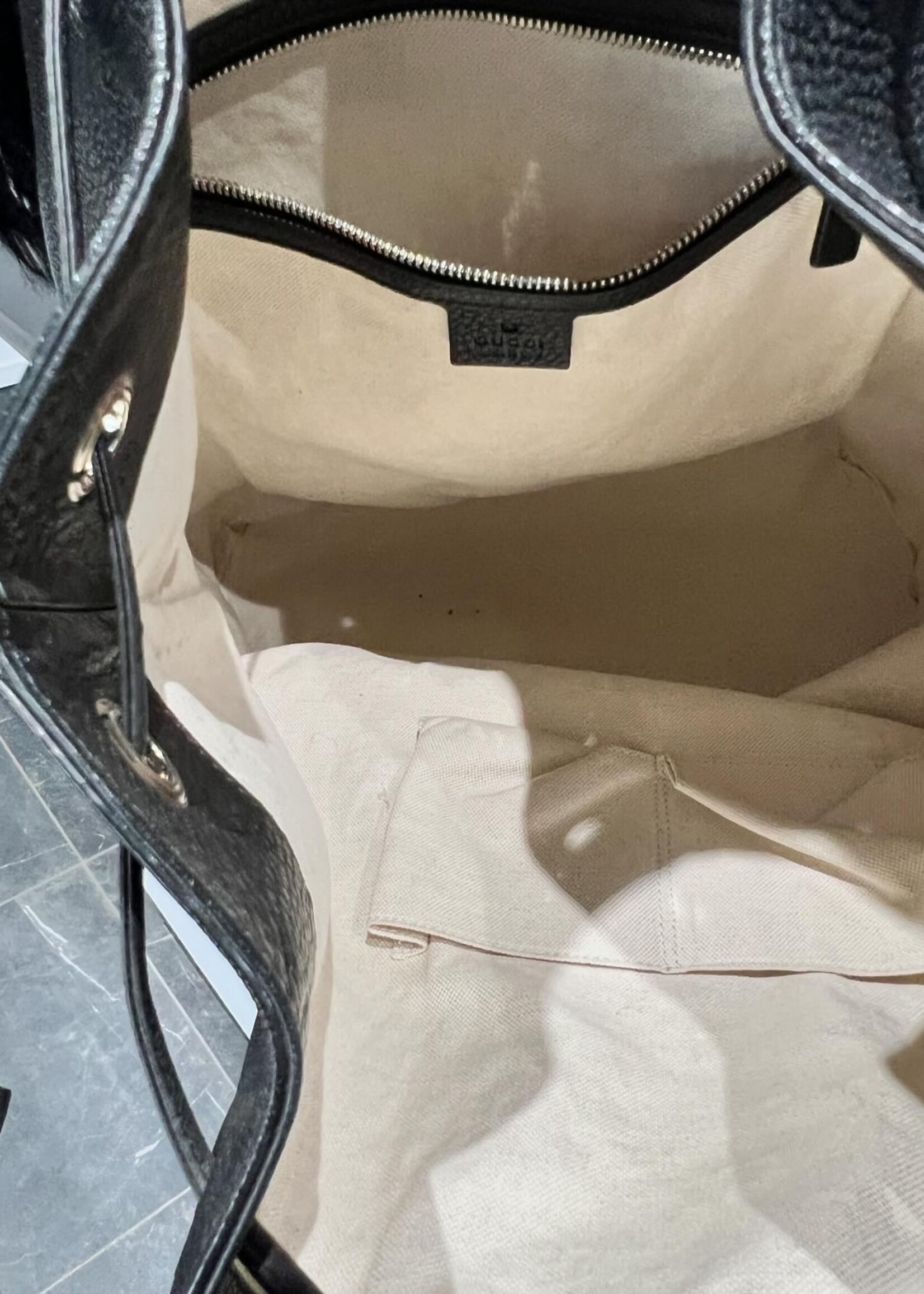 Gucci SOLD- Gucci Pebbled Drawstring Backpack